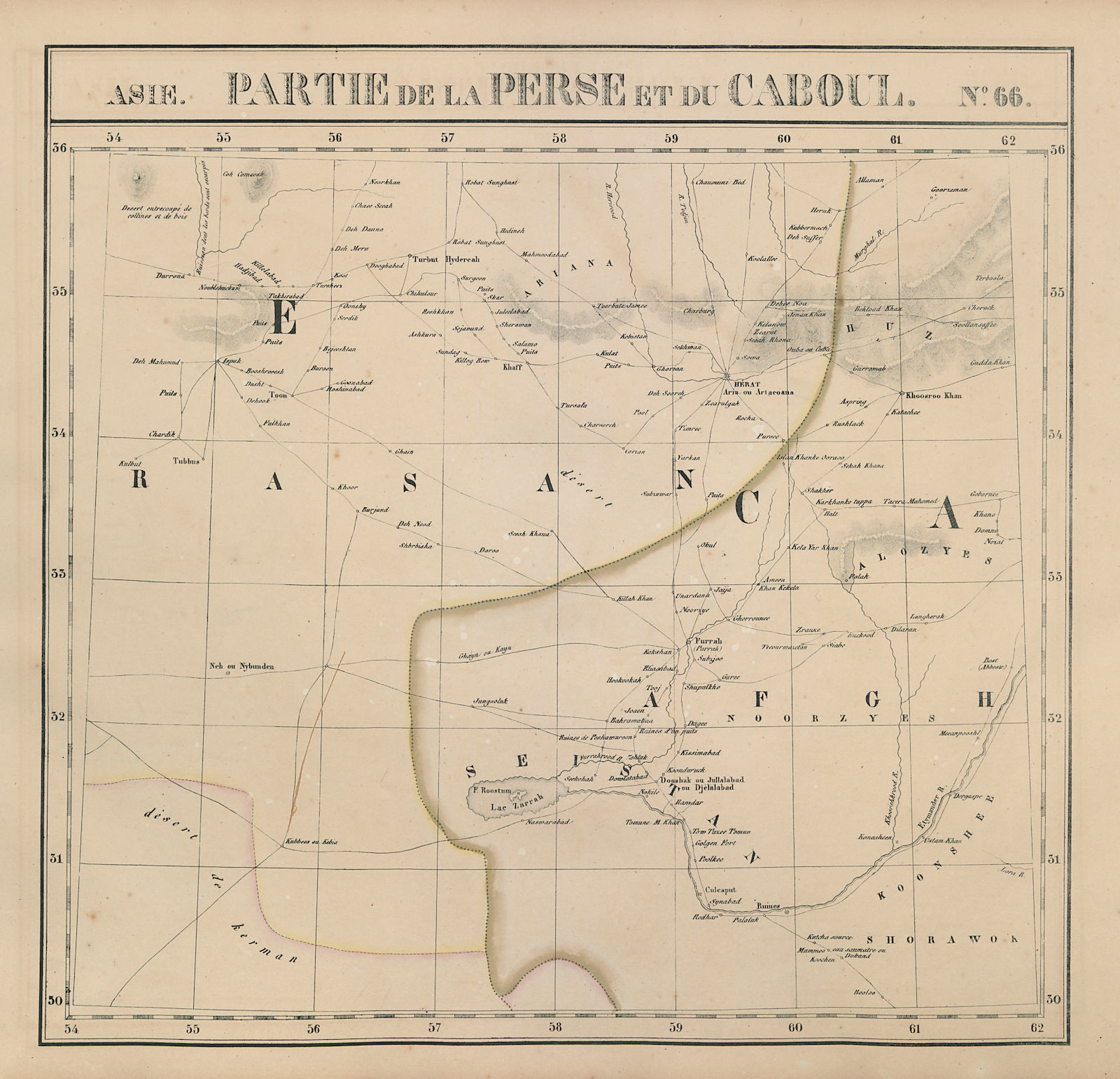 Asie. Partie de la Perse &… Caboul #66 Iran Afghanistan. VANDERMAELEN 1827 map