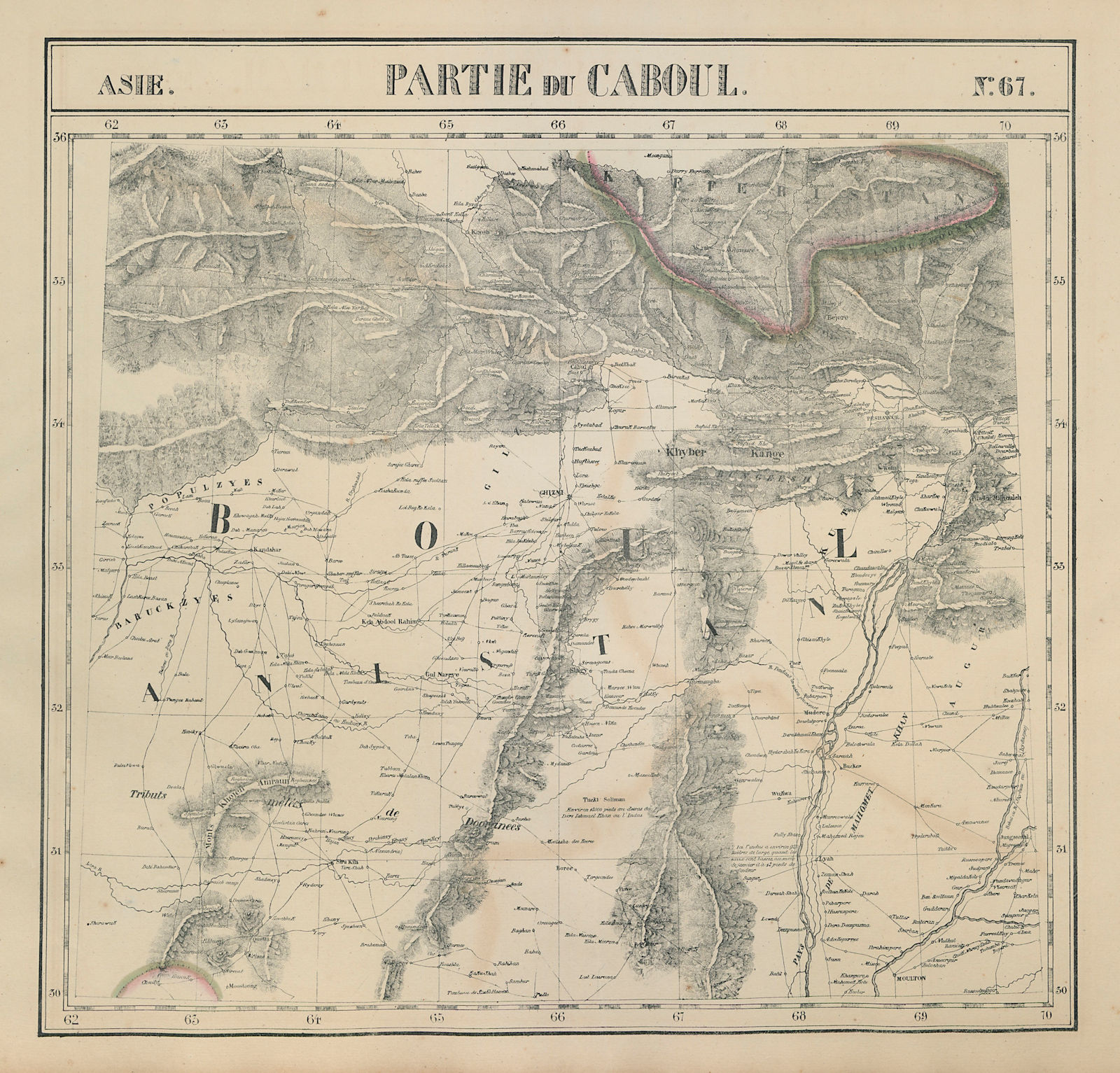 Asie. Partie du Caboul #67 East Afghanistan. West Pakistan VANDERMAELEN 1827 map