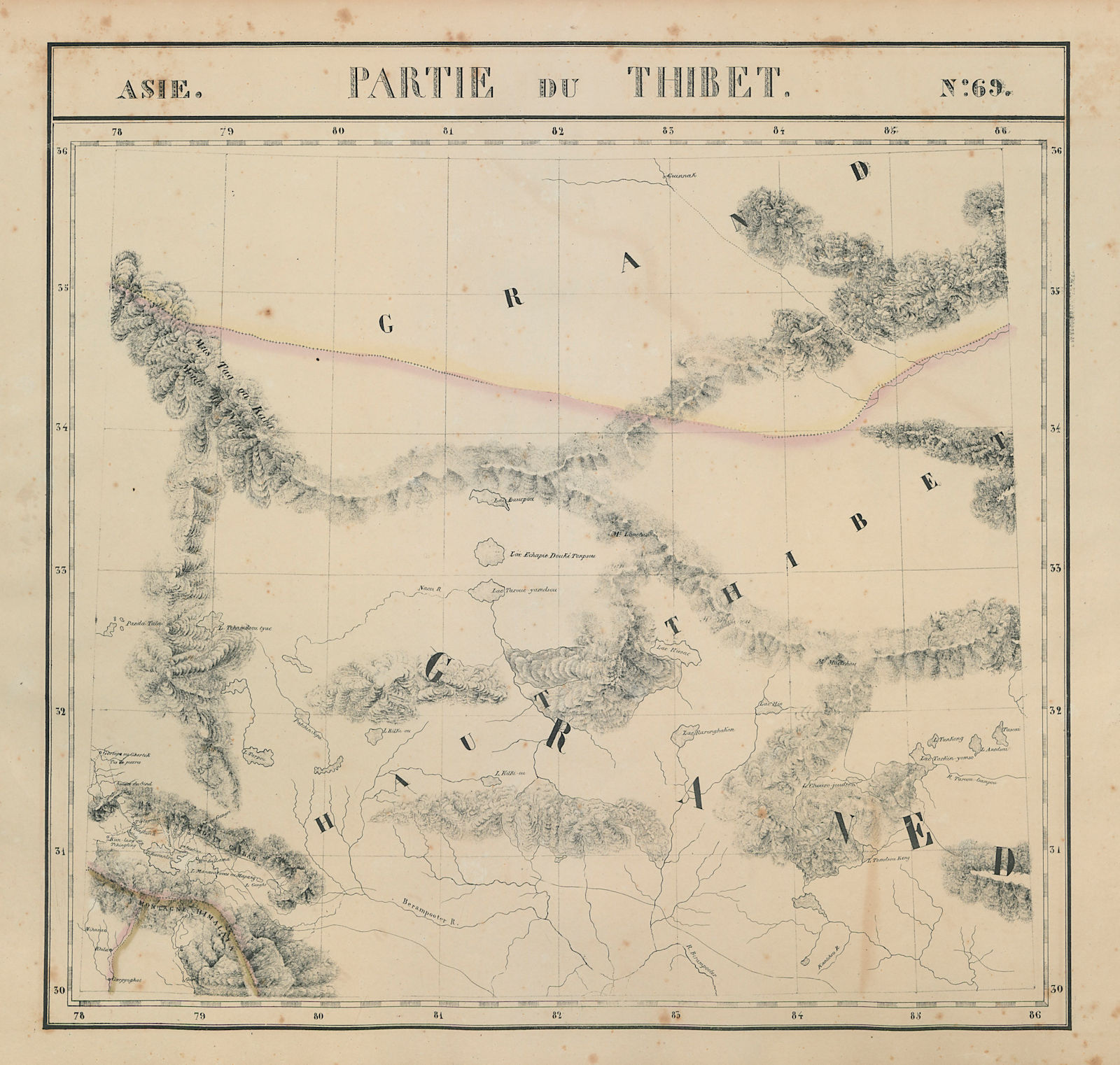 Asie. Thibet #69 Western Tibet. Southern Xinjiang China. VANDERMAELEN 1827 map