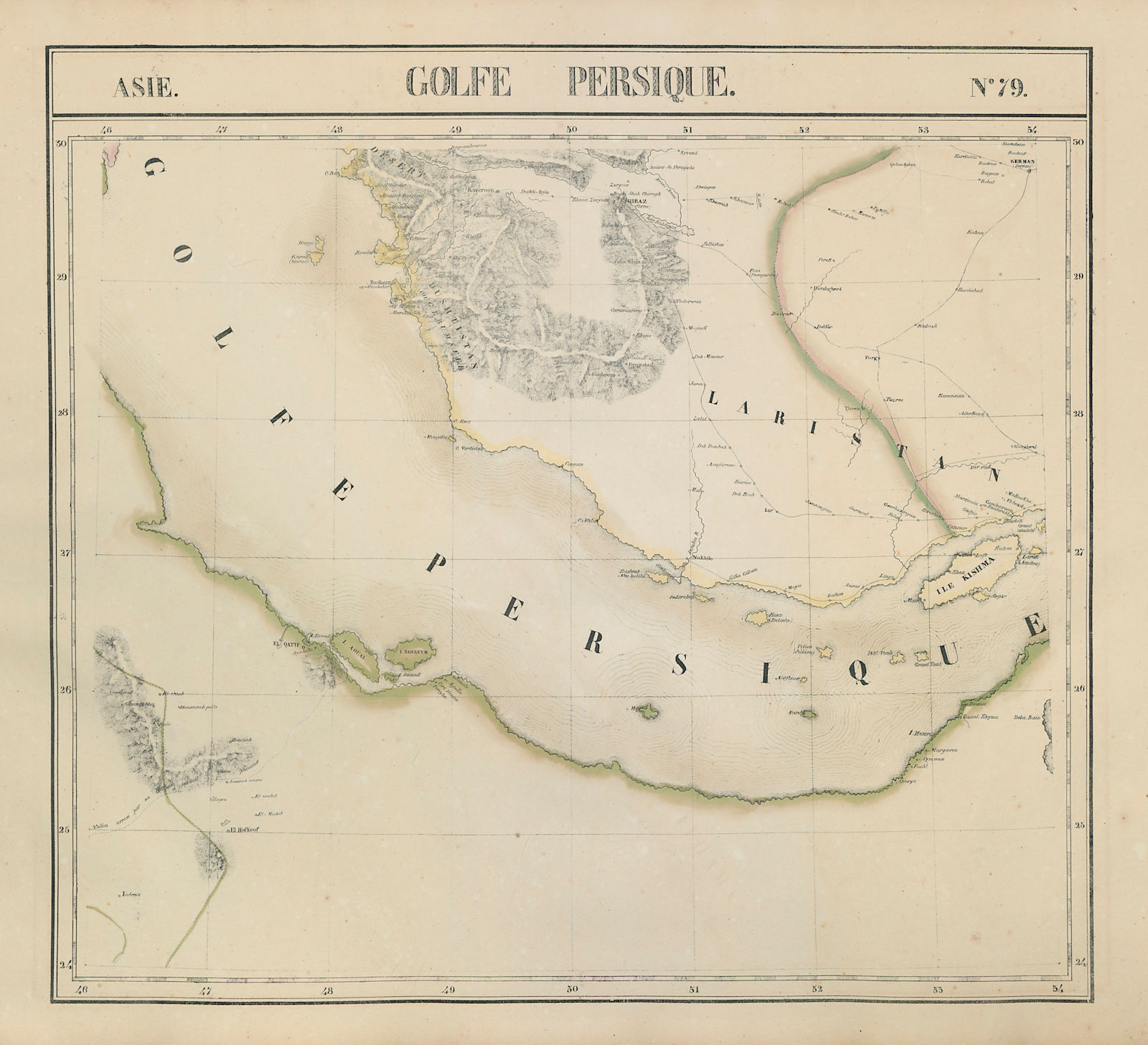 Asie. Golfe Persique #79 Persian Gulf Arabia UAE Sharjah VANDERMAELEN 1827 map