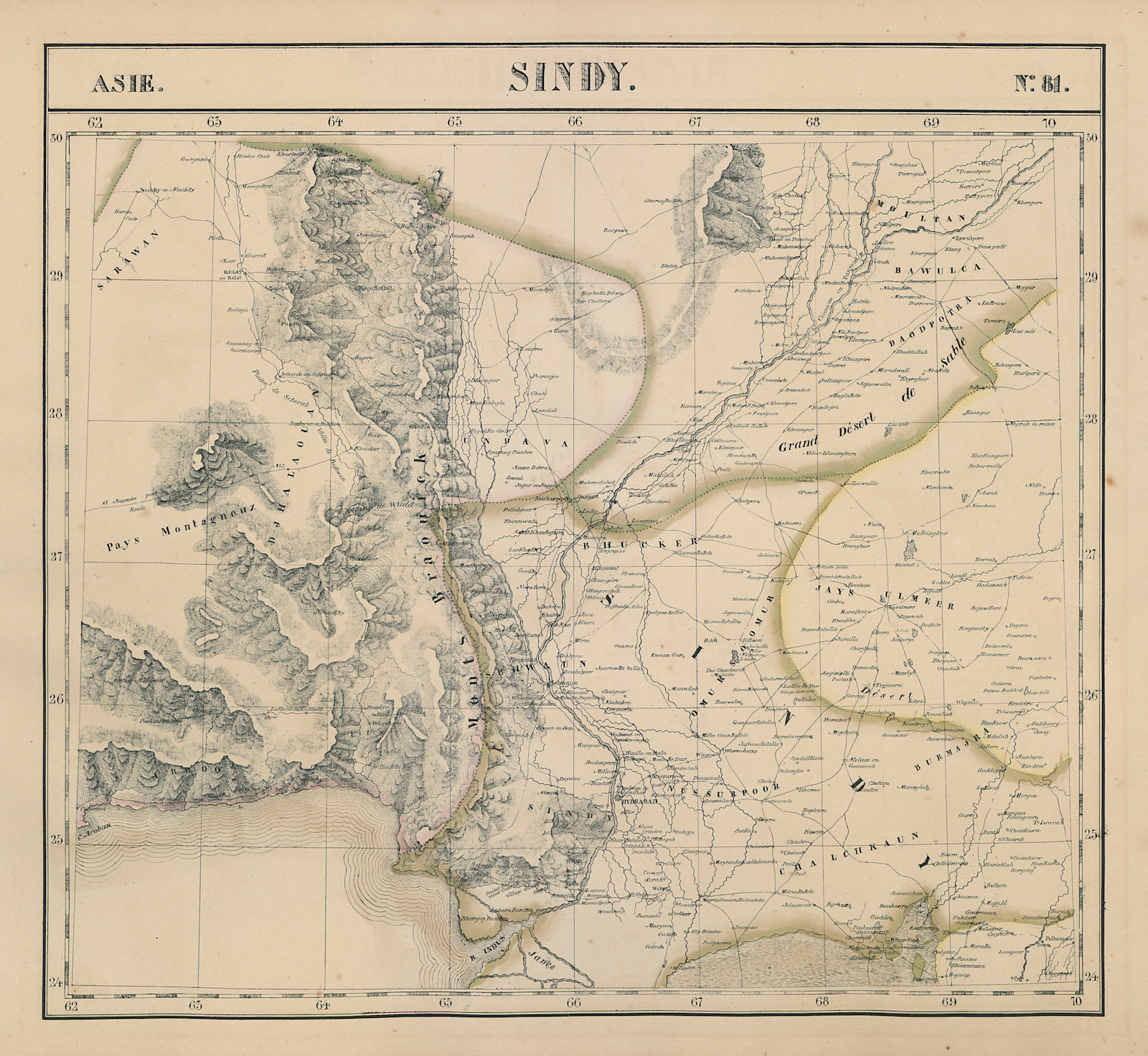 Asie. Sindy #81 SE Pakistan. Western Rajasthan. India VANDERMAELEN 1827 map
