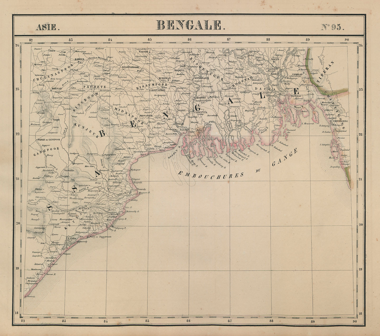 Associate Product Asie. Bengale #95 Bangladesh West Bengal Odisha India. VANDERMAELEN 1827 map