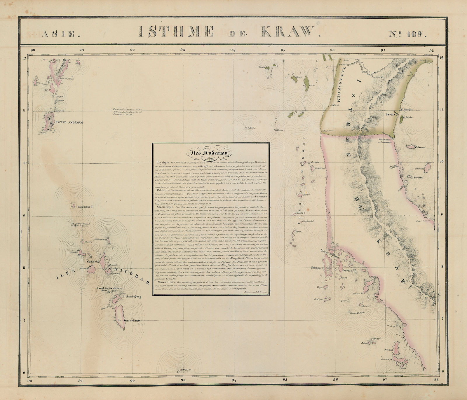 Asie. Isthme de Kraw #109 Thailand Phuket Burma Nicobar VANDERMAELEN 1827 map