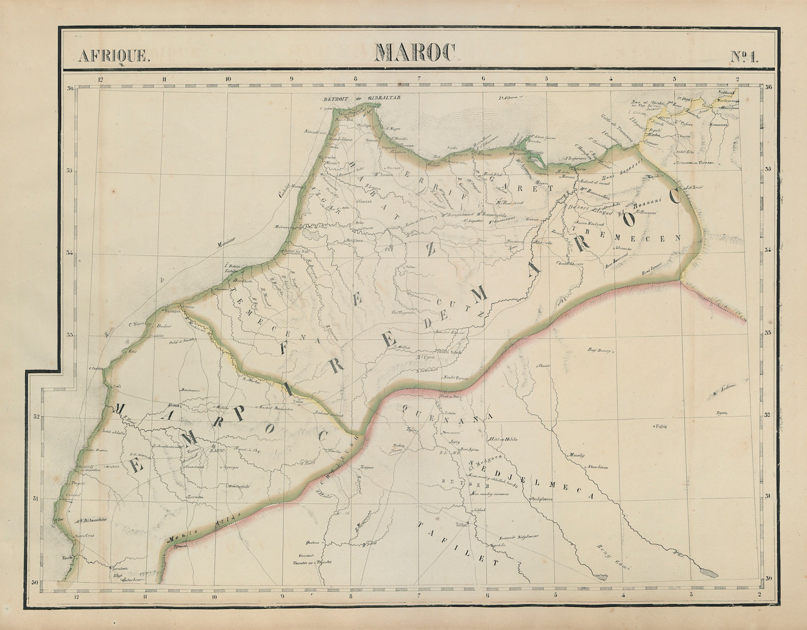Afrique. Maroc #1. Morocco, North Africa. VANDERMAELEN 1827 old antique map