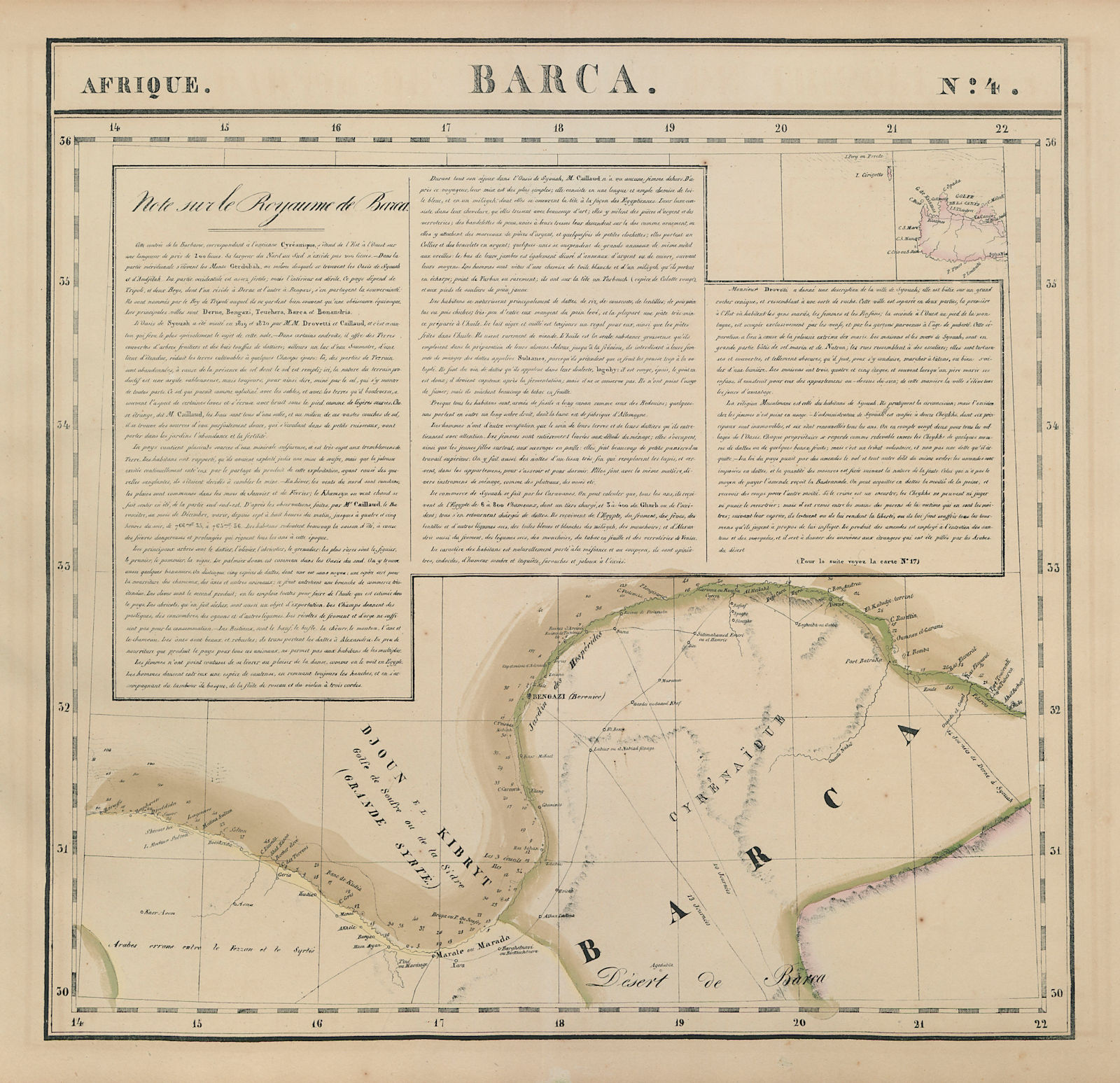 Associate Product Afrique. Barca #4 Cyrenaica Gulf of Sidra Libya West Crete VANDERMAELEN 1827 map
