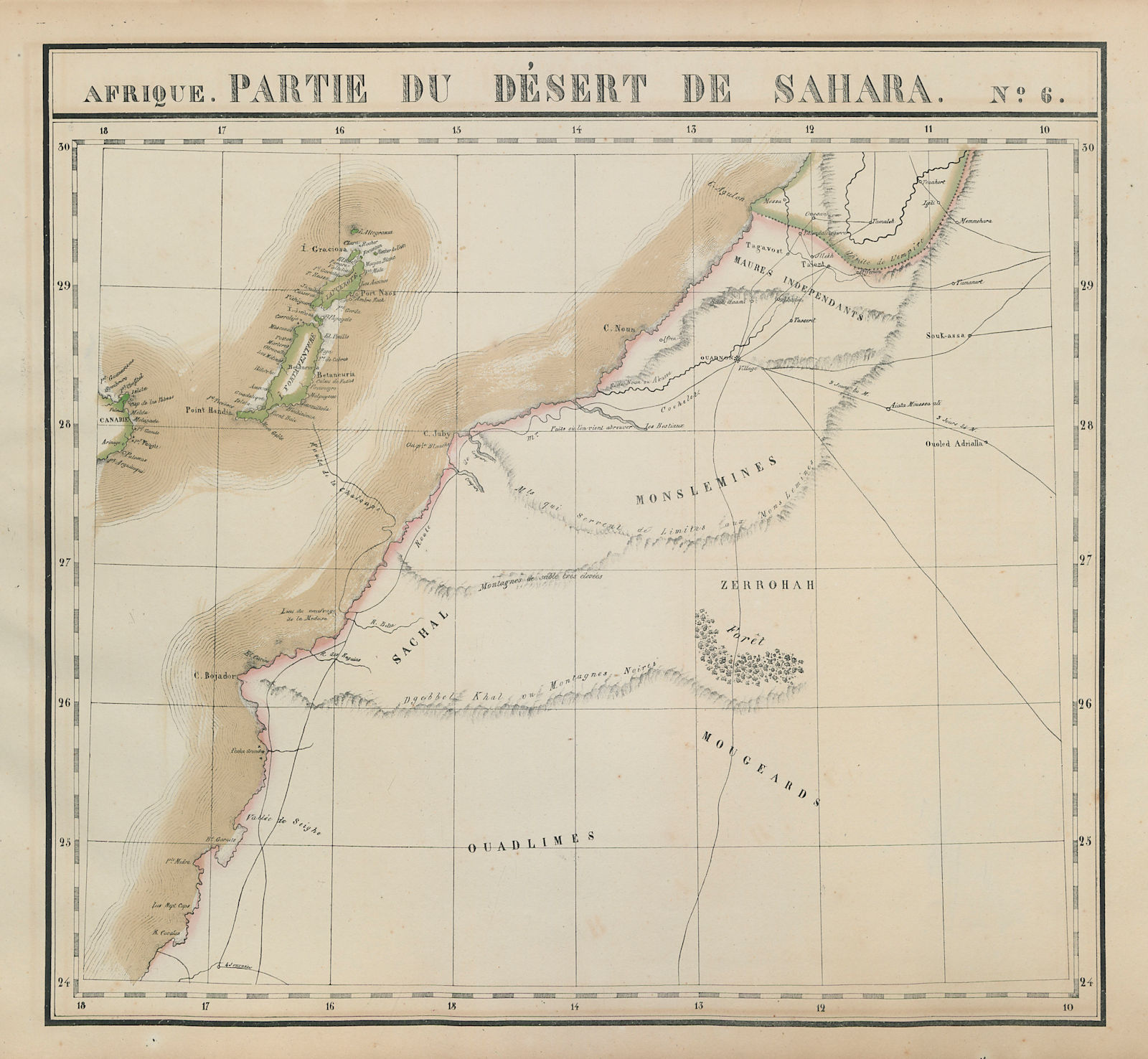 Afrique. Partie du Désert de Sahara #6. Canary Islands. VANDERMAELEN 1827 map