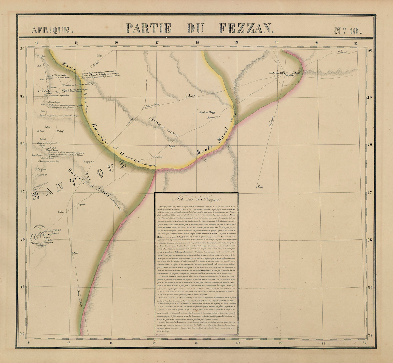 Afrique. Partie du Fezzan #10 Eastern Libya. Sahara Desert VANDERMAELEN 1827 map
