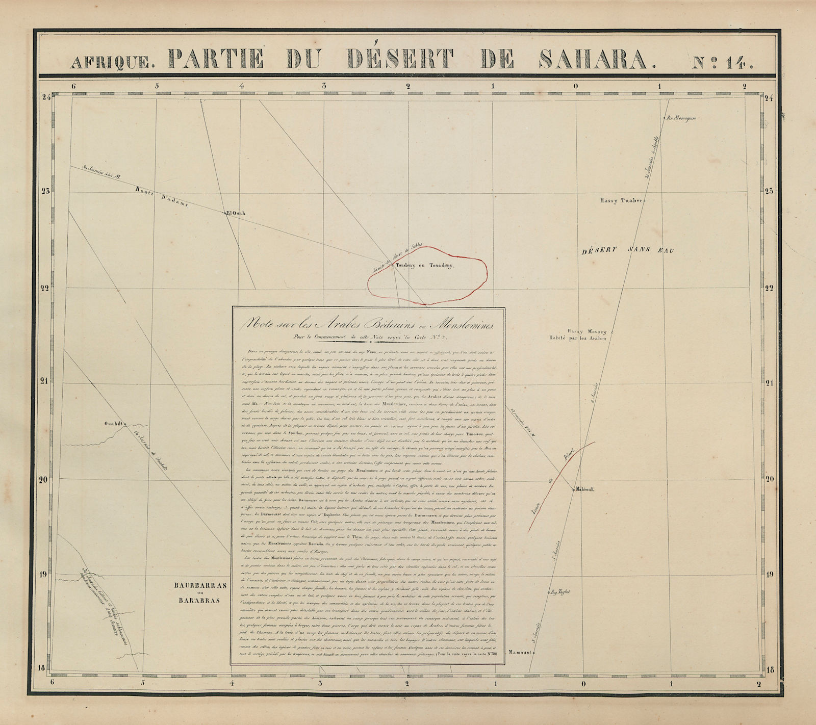 Afrique. Partie du Désert de Sahara #14. Algeria Mali. VANDERMAELEN 1827 map