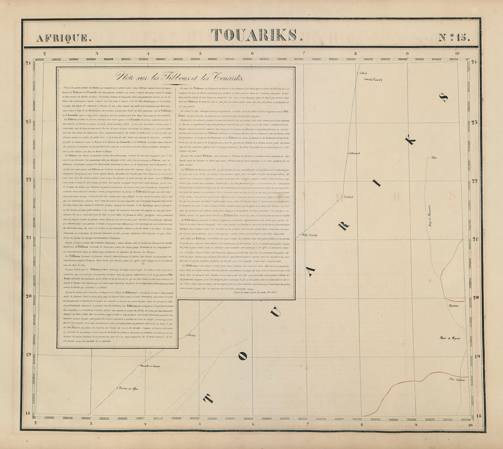 Afrique. Touariks #15. Sahara in SE Niger & Northern Niger VANDERMAELEN 1827 map