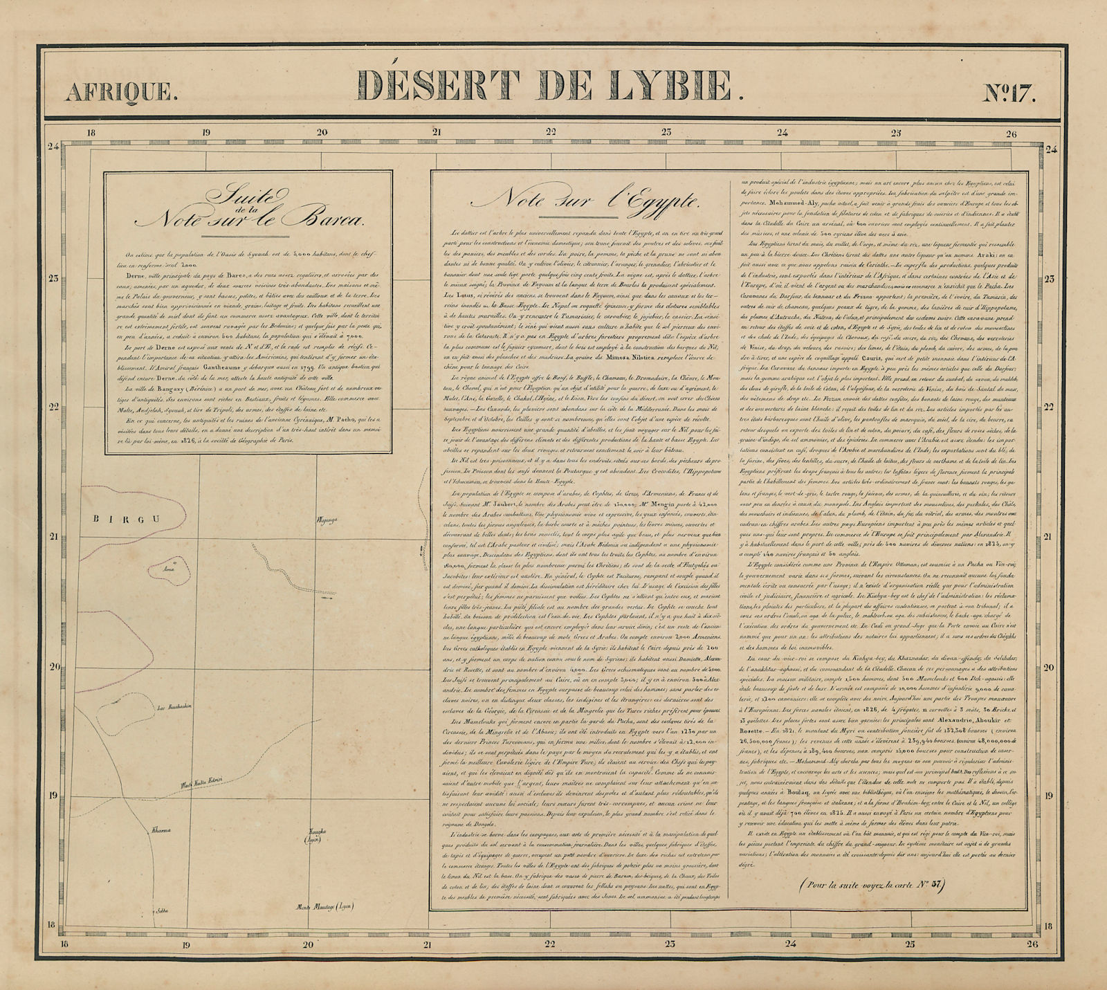 Afrique. Désert de Lybie #17 Sahara Libya Egypt Chad Sudan VANDERMAELEN 1827 map