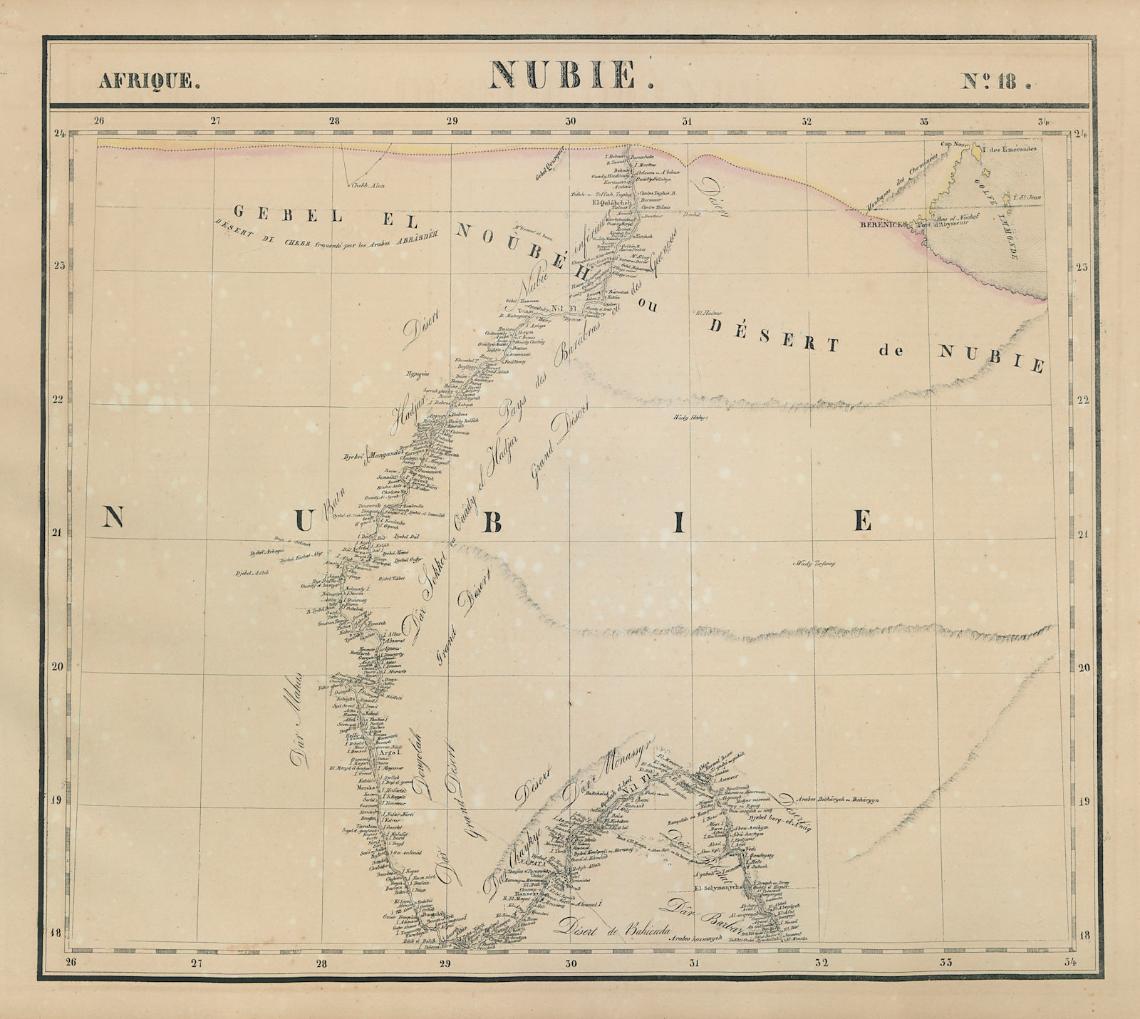 Afrique. Nubie #18. Nile valley in Sudan & southern Egypt. VANDERMAELEN 1827 map