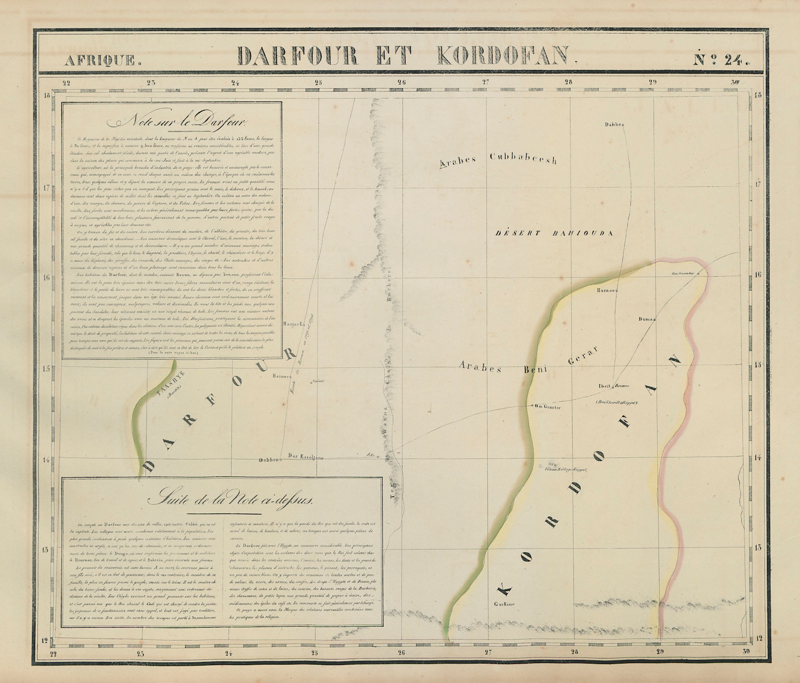 Afrique. Darfour et Kordofan #24. Western Sudan. Darfur. VANDERMAELEN 1827 map