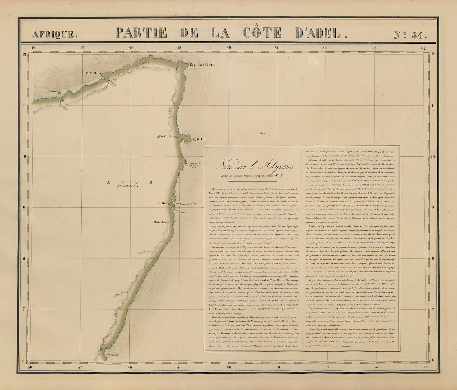 Afrique Partie de la Côte d'Adel 34 Somalia Horn of Africa VANDERMAELEN 1827 map