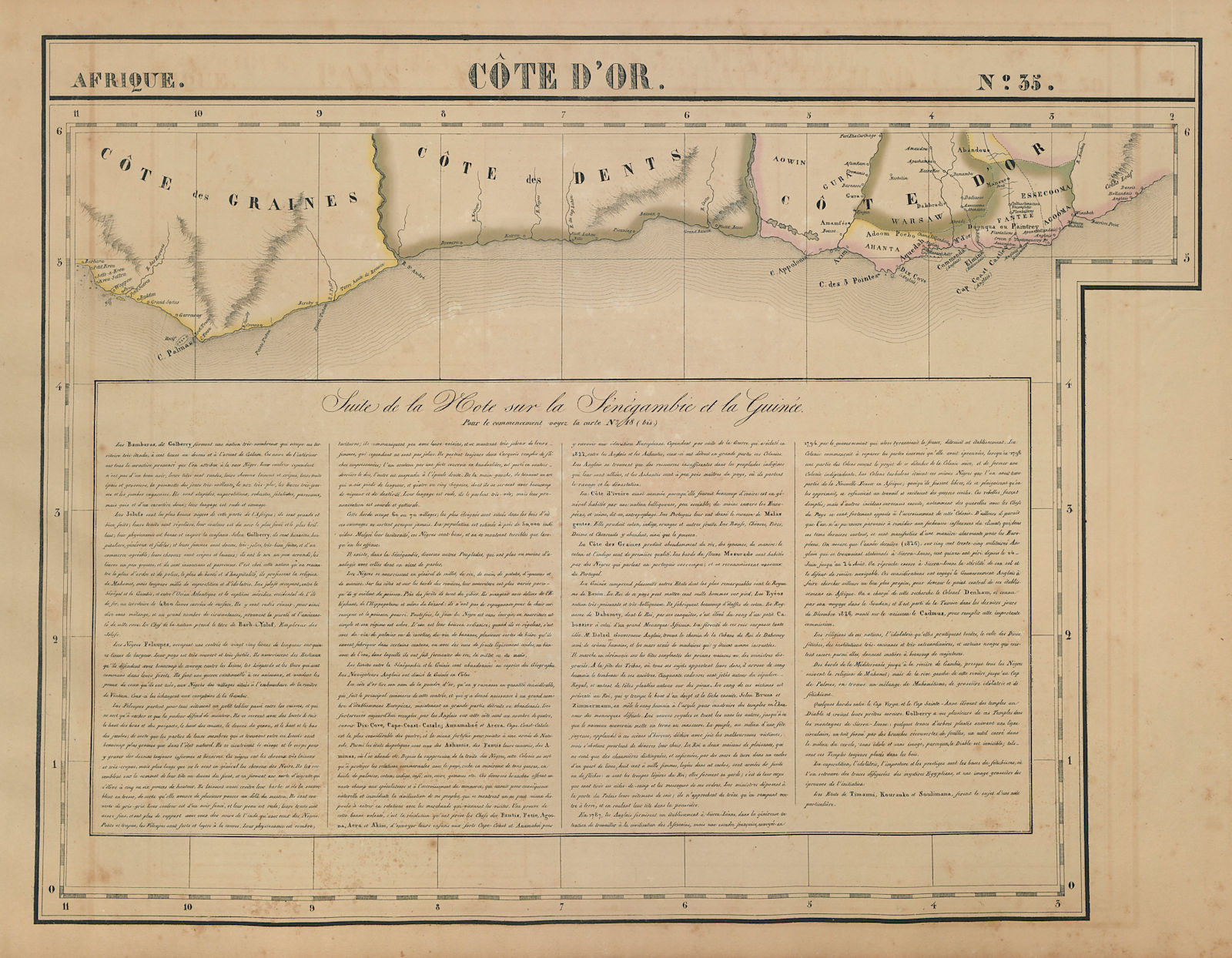 Afrique. Côte d'Or 35 Ivory Coast, Ghana & eastern Liberia VANDERMAELEN 1827 map