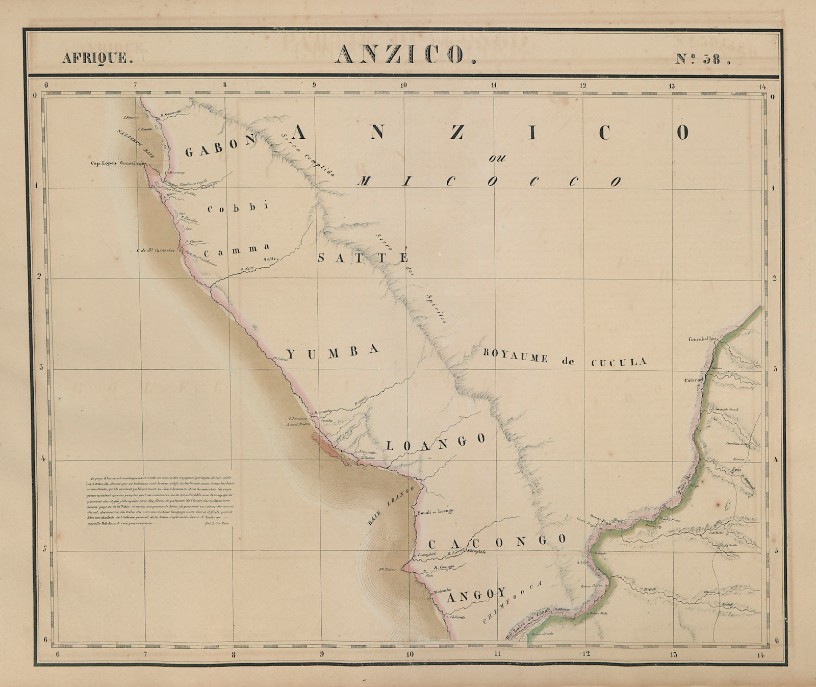 Afrique. Anzico #38. Southern Gabon & western Congo. VANDERMAELEN 1827 old map