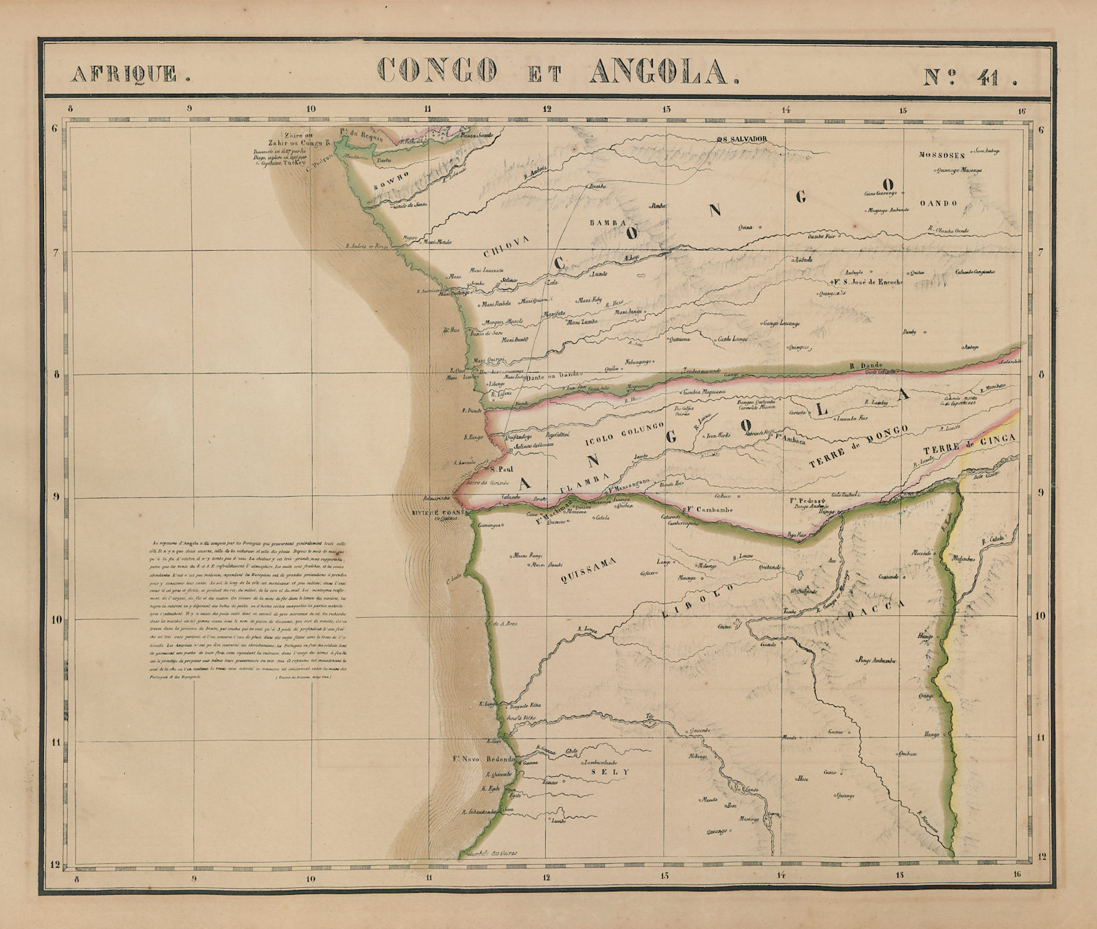 Afrique. Congo et Angola #41. Northern Angola. VANDERMAELEN 1827 old map