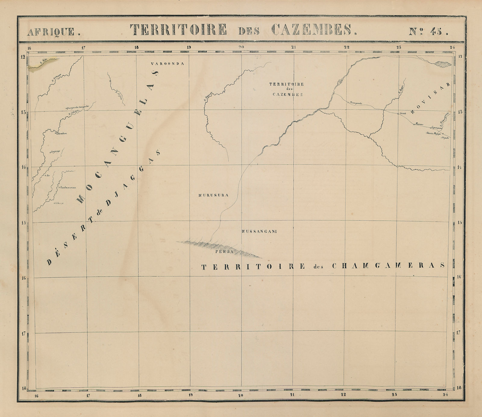 Associate Product Afrique. Territoire des Cazembes #45 SE Angola West Zambia VANDERMAELEN 1827 map