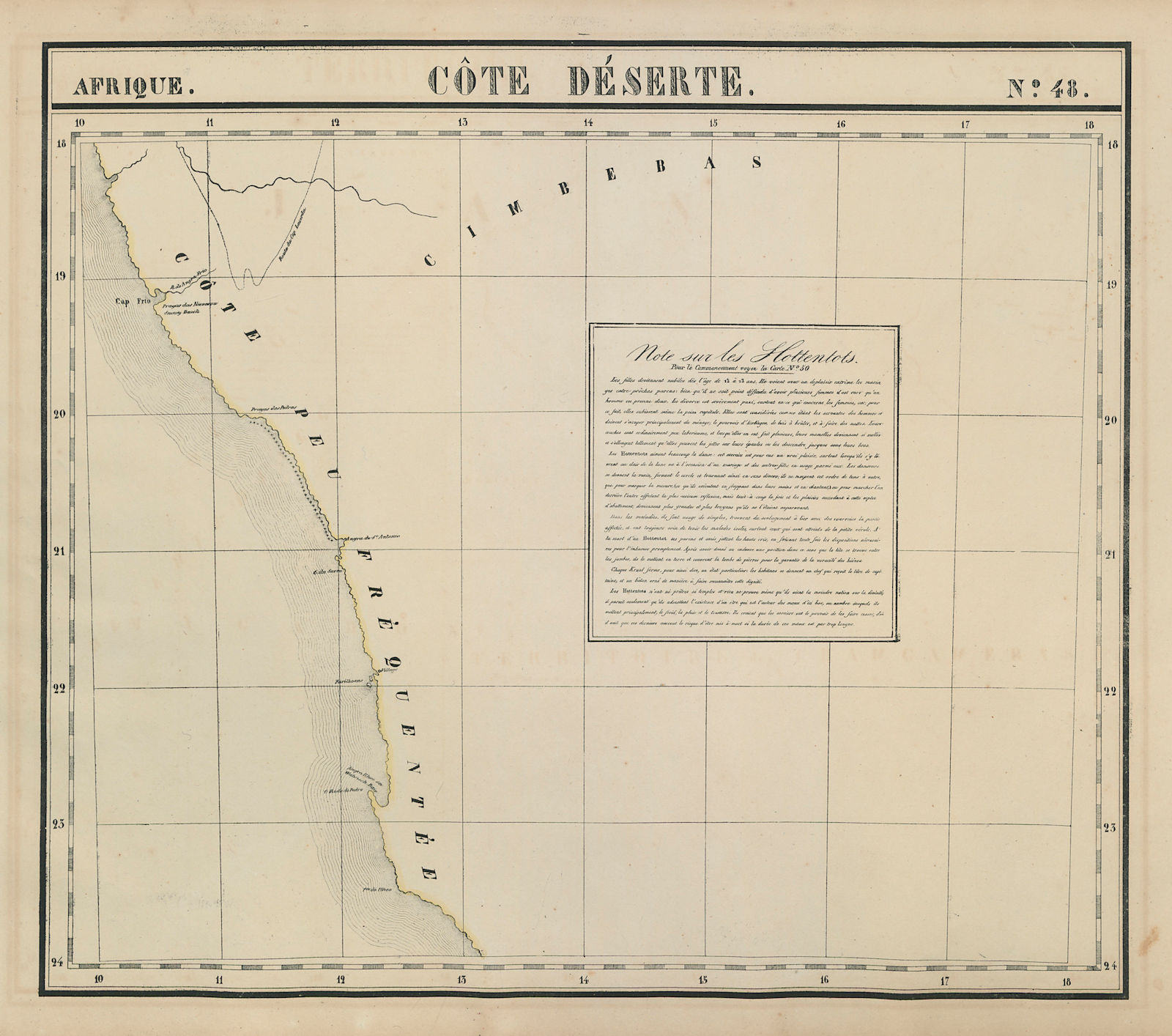 Afrique. Côte Déserte #48. Skeleton Coast. Namibia. VANDERMAELEN 1827 old map