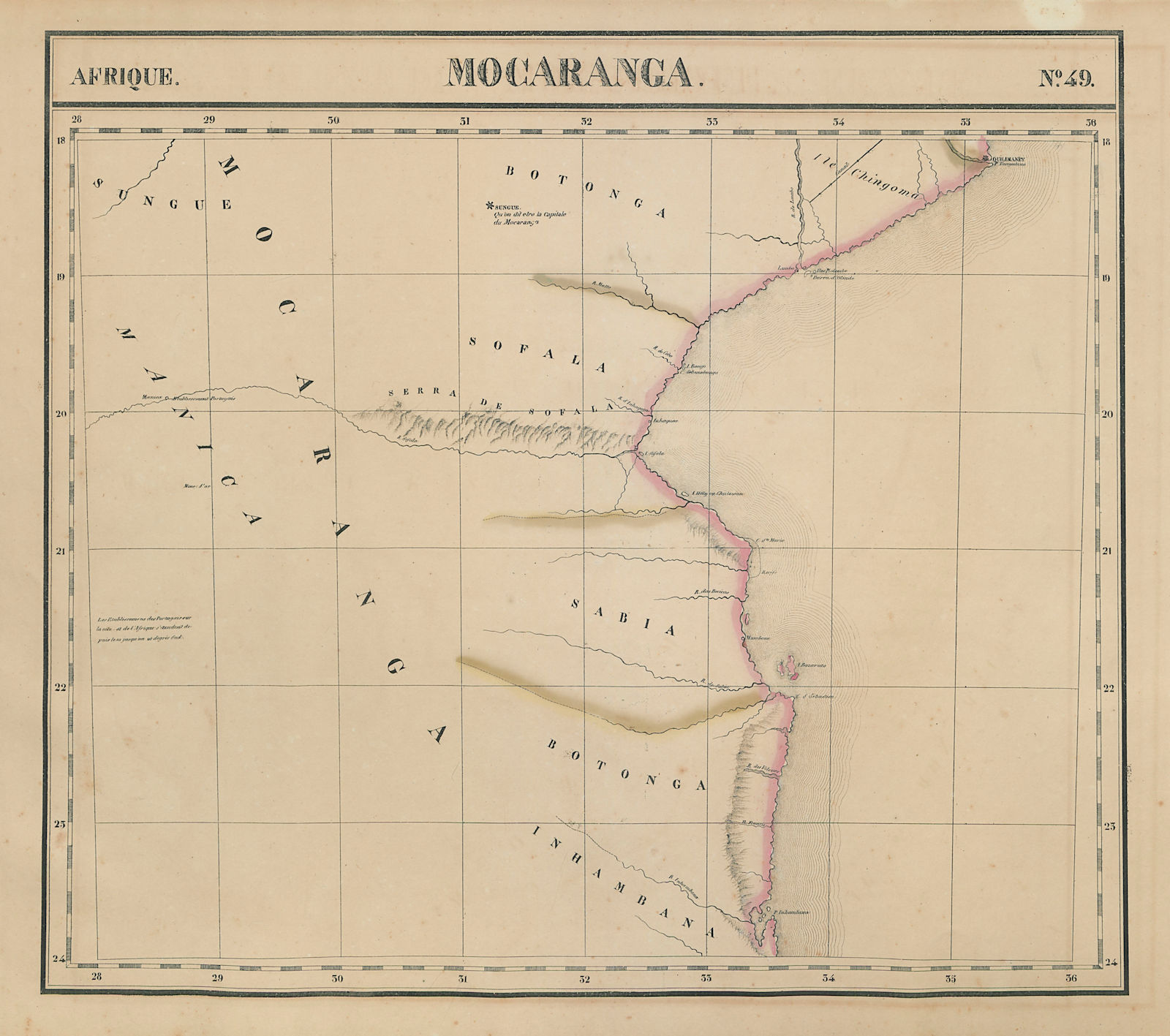 Associate Product Afrique. Mocaranga #49 Southern Mozambique coast. Bazaruto VANDERMAELEN 1827 map
