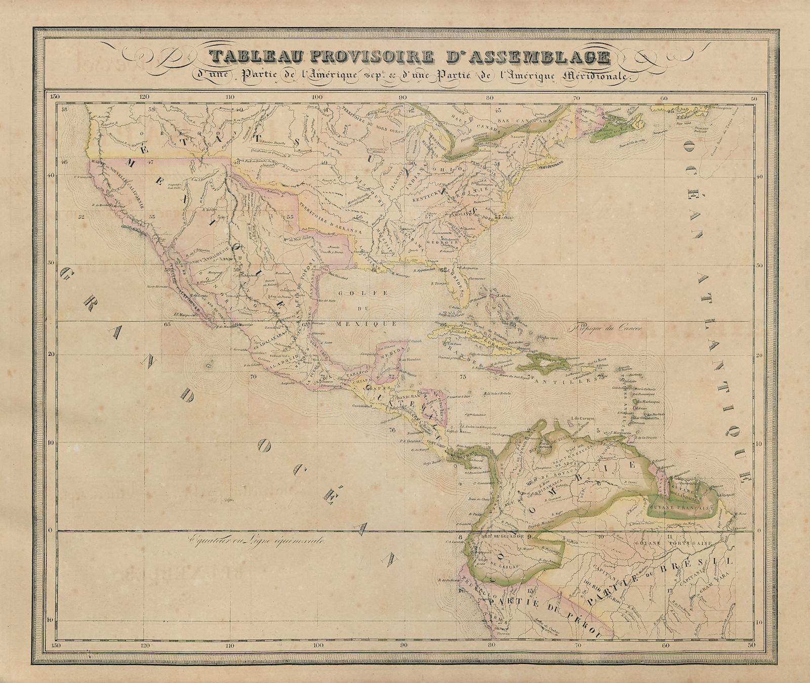 "Tableau Provisoire d'Assemblage…" North & Central America VANDERMAELEN 1827 map