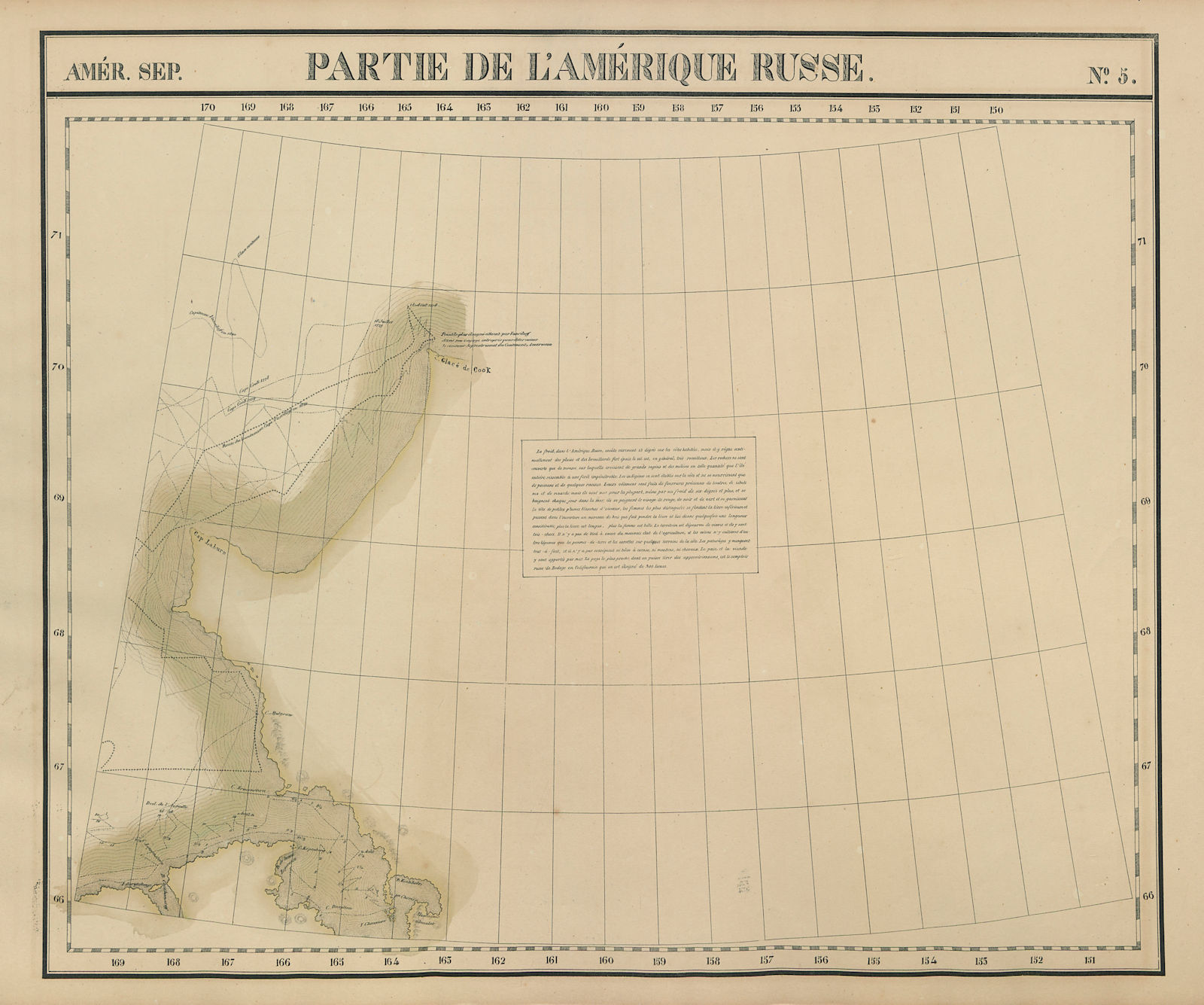 Amér. Sep. Partie de l'Amérique Russe #5 North west Alaska VANDERMAELEN 1827 map