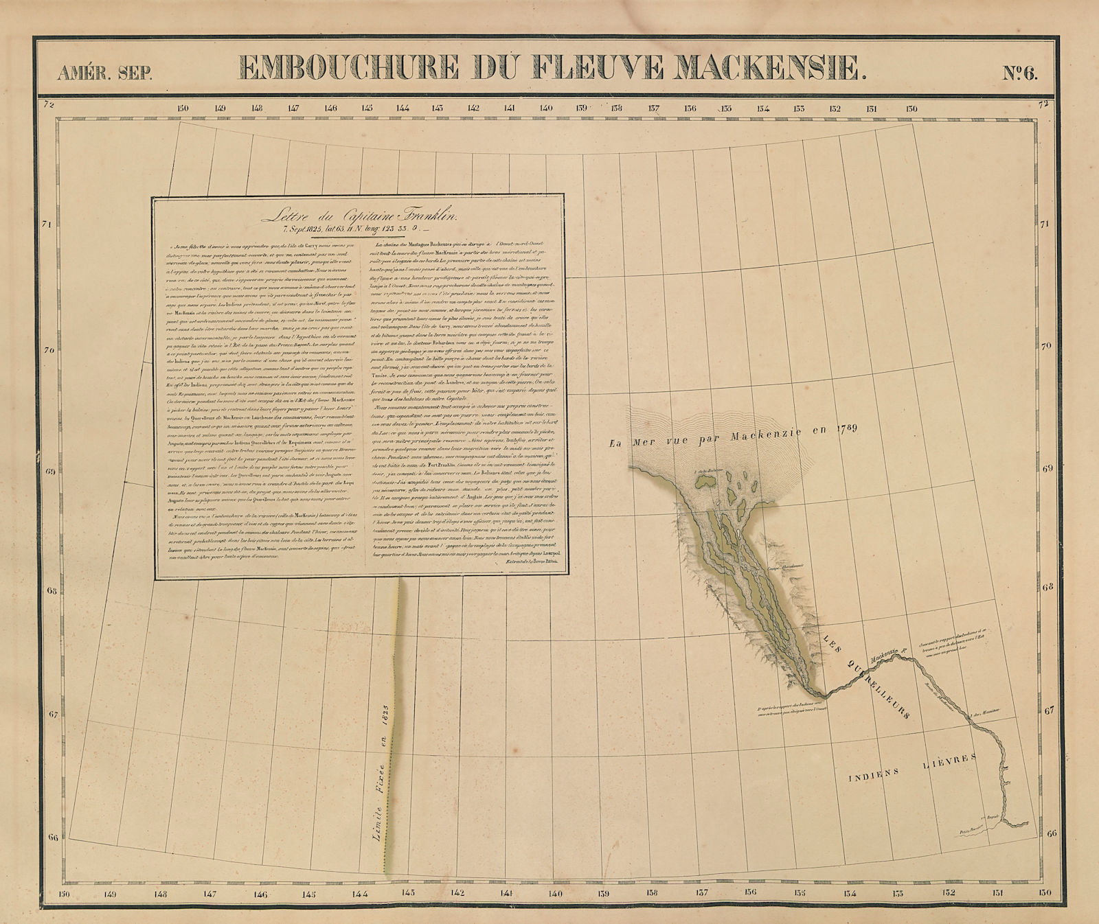 Amér. Sep. Embouchure du… Mackensie #6. Mackenzie estuary. VANDERMAELEN 1827 map