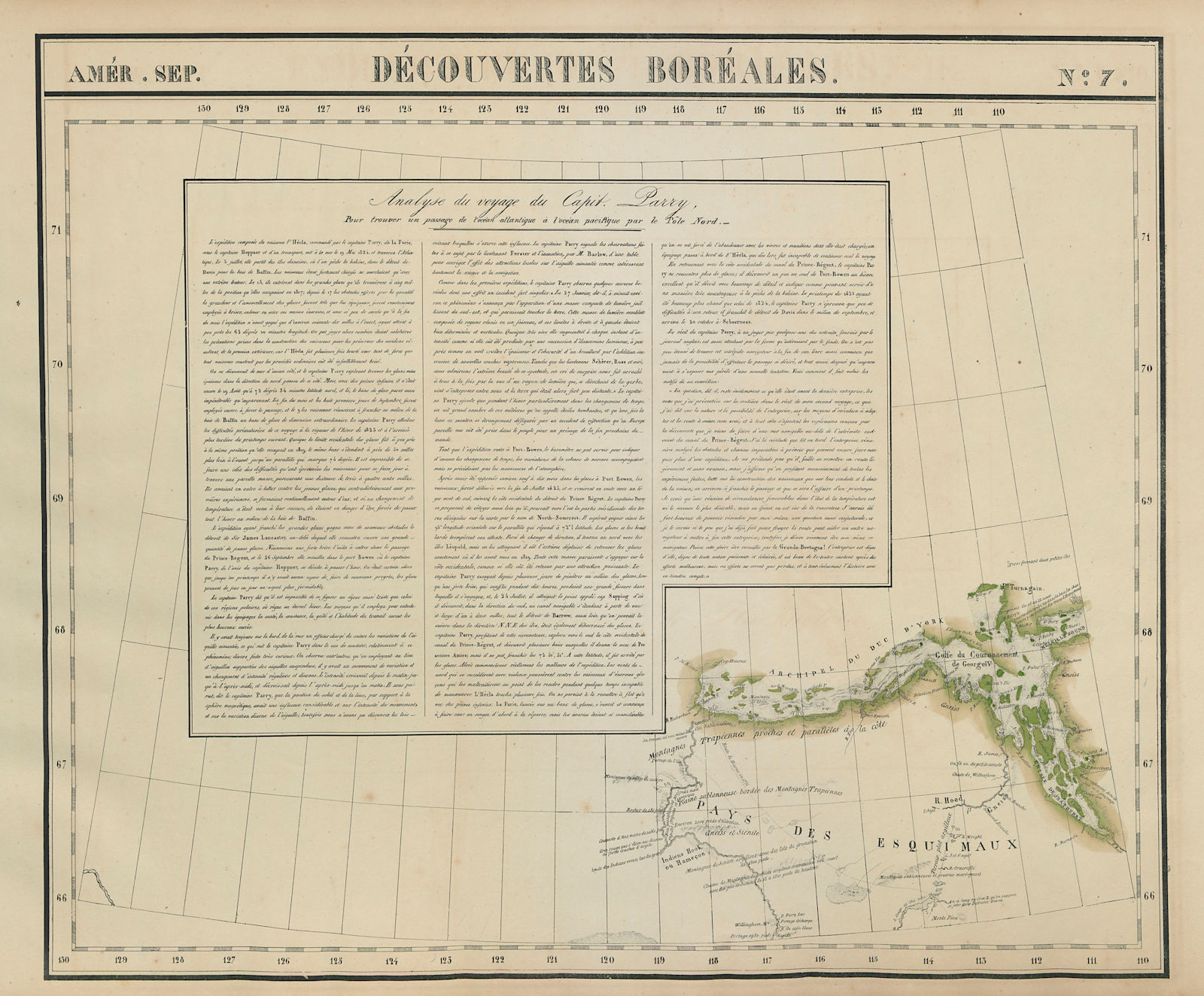 Amér. Sep. Découvertes Boréales #7. Bathurst Inlet Nunavut VANDERMAELEN 1827 map