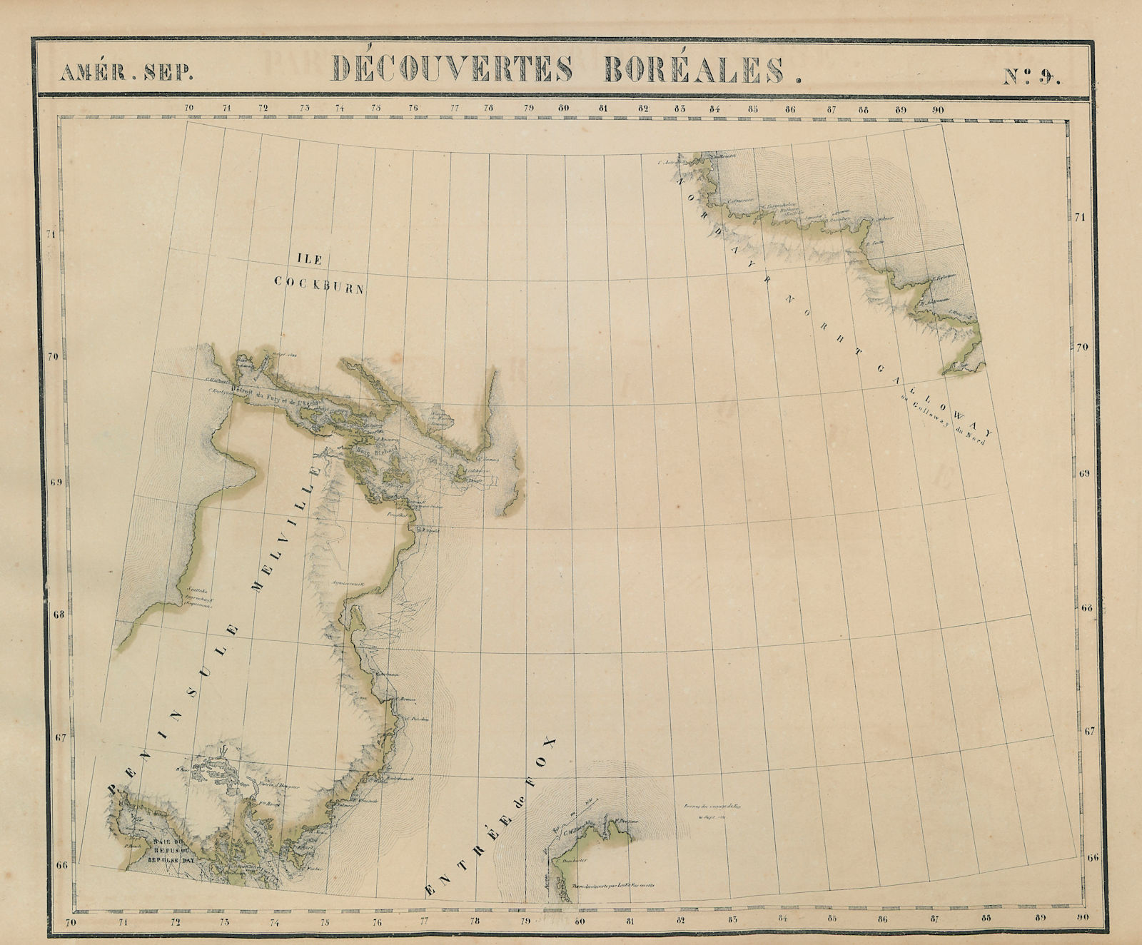 Associate Product Amér. Sep. Découvertes Boréales #9. Melville Peninsula. VANDERMAELEN 1827 map
