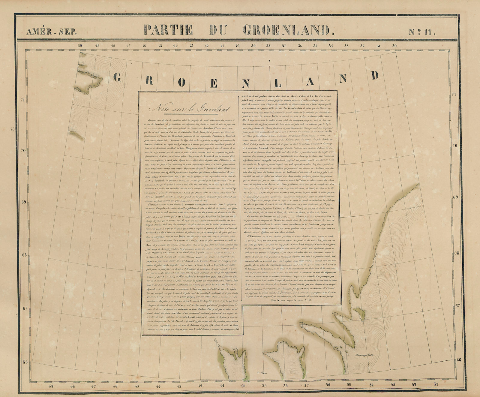 Amér. Sep. Partie du Groenland #11. Central Greenland. VANDERMAELEN 1827 map