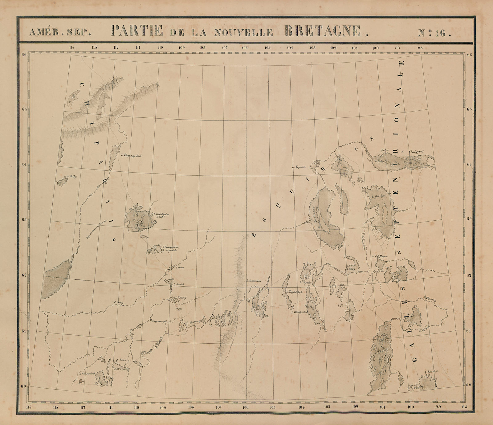 Amér. Sep. Partie de la Nouvelle Bretagne #16. NWT Nunavut VANDERMAELEN 1827 map