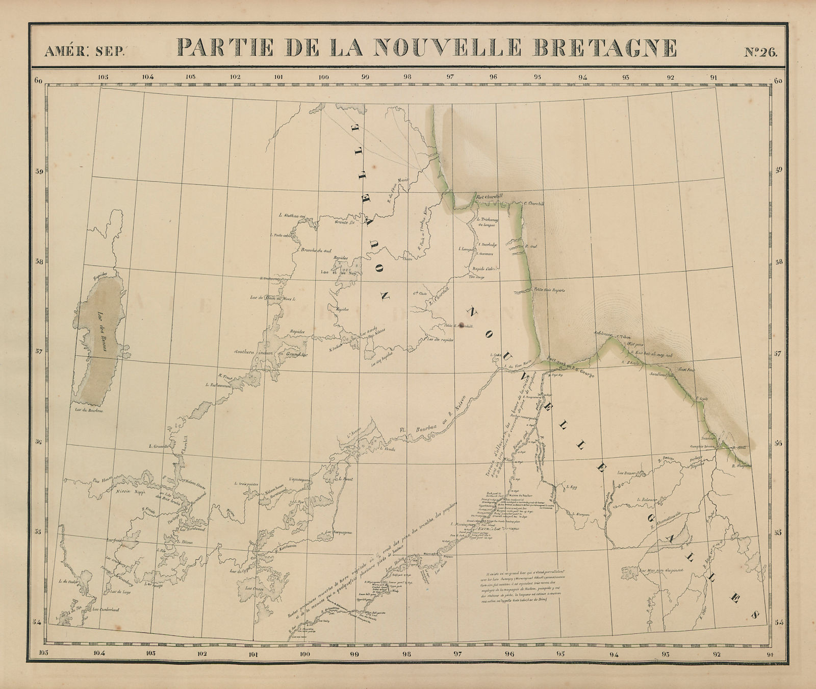 Amér Sep Partie de la Nouvelle Bretagne #26 North Manitoba VANDERMAELEN 1827 map