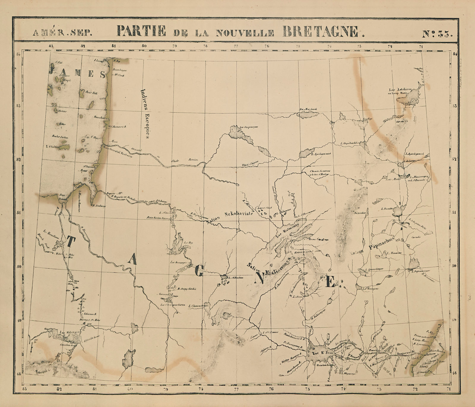 Amér Sep Partie de la Nouvelle Bretagne #35 Central Quebec VANDERMAELEN 1827 map
