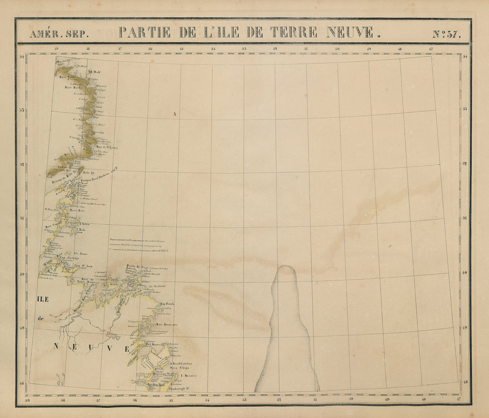 Amér. Sep. Partie de l'ile de Terre Neuve #37 Newfoundland VANDERMAELEN 1827 map