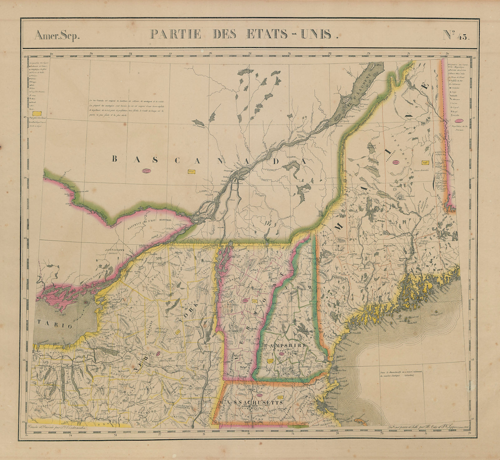 Associate Product Amér. Sep. Partie des États-Unis #43 Canada New England NY VANDERMAELEN 1827 map