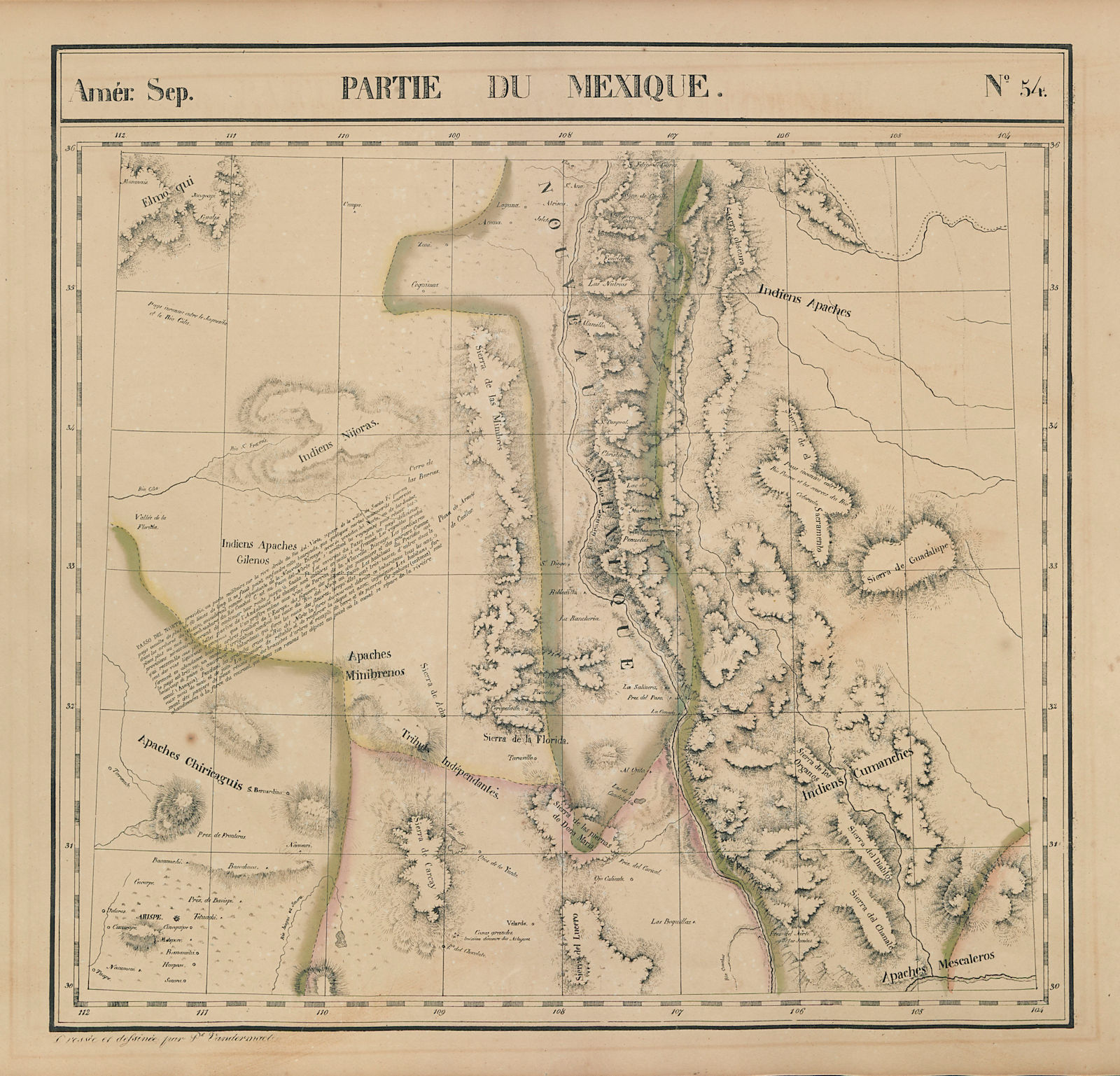 Amér Sep Partie du Mexique #54 New Mexico Texas Rio Grande VANDERMAELEN 1827 map