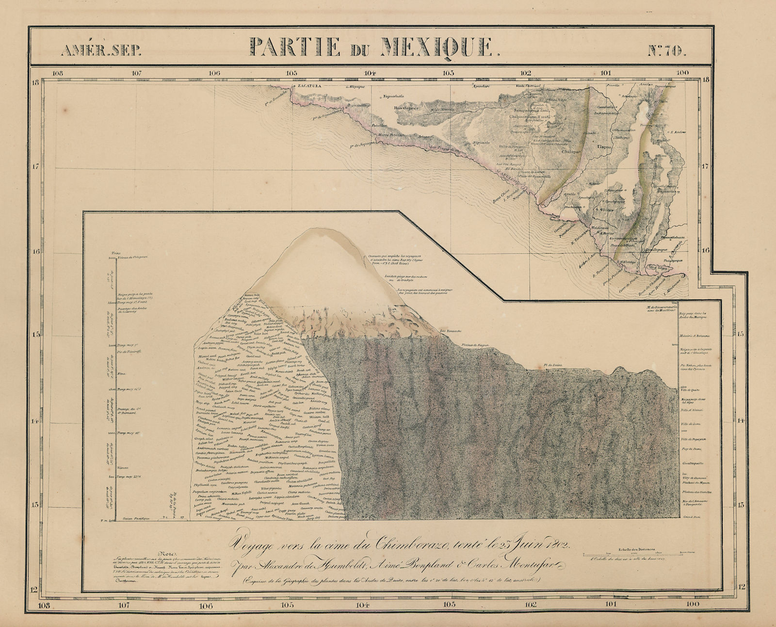 Amér Sep. Partie du Mexique #70 Acapulco Mexico Chimborazo VANDERMAELEN 1827 map
