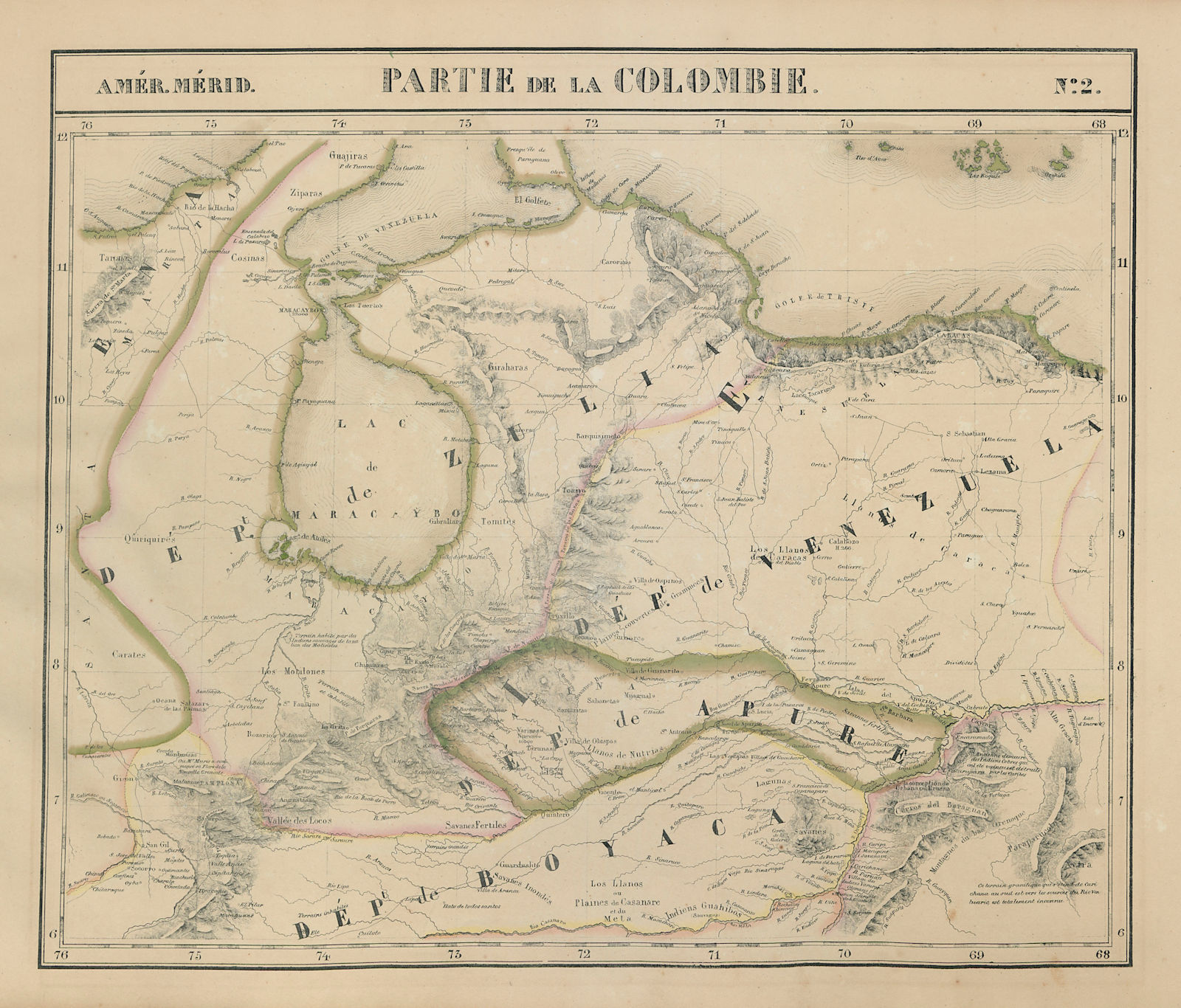 Amér. Mér. Colombie #2. Western Venezuela & NE Colombia. VANDERMAELEN 1827 map