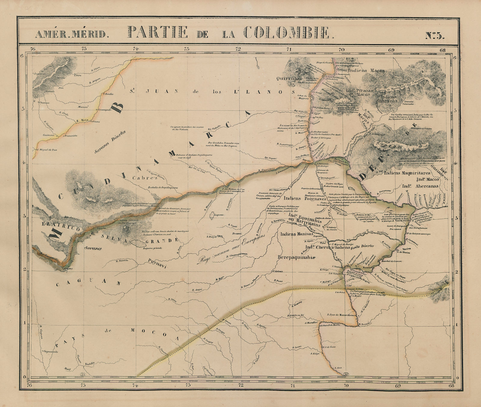 Associate Product Amér Mér. Colombie #5 Eastern Colombia. NW Amazonas Brazil VANDERMAELEN 1827 map