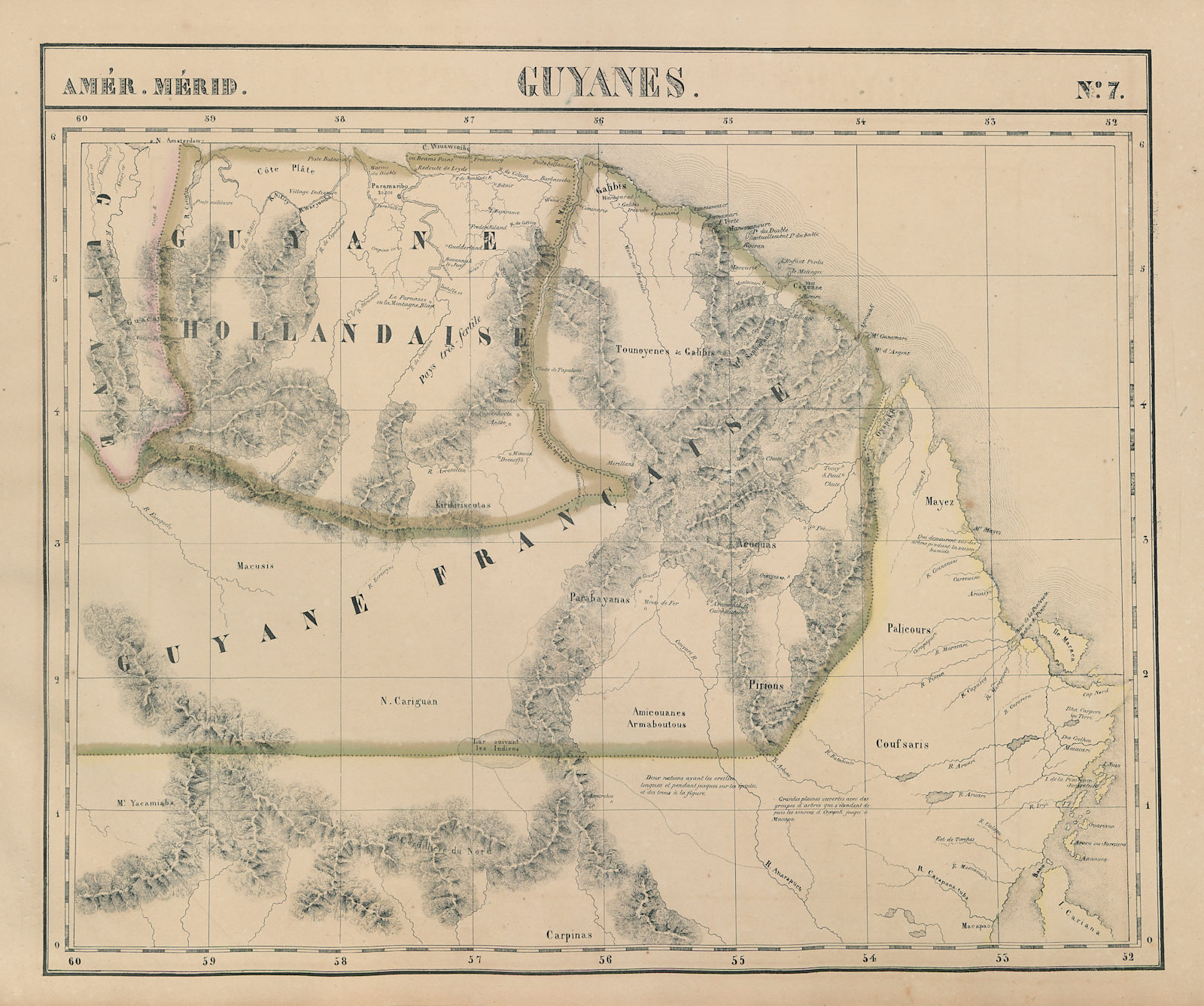 Amér. Mér. Guyanes #7 Suriname French Guiana. Brazil AP PA VANDERMAELEN 1827 map