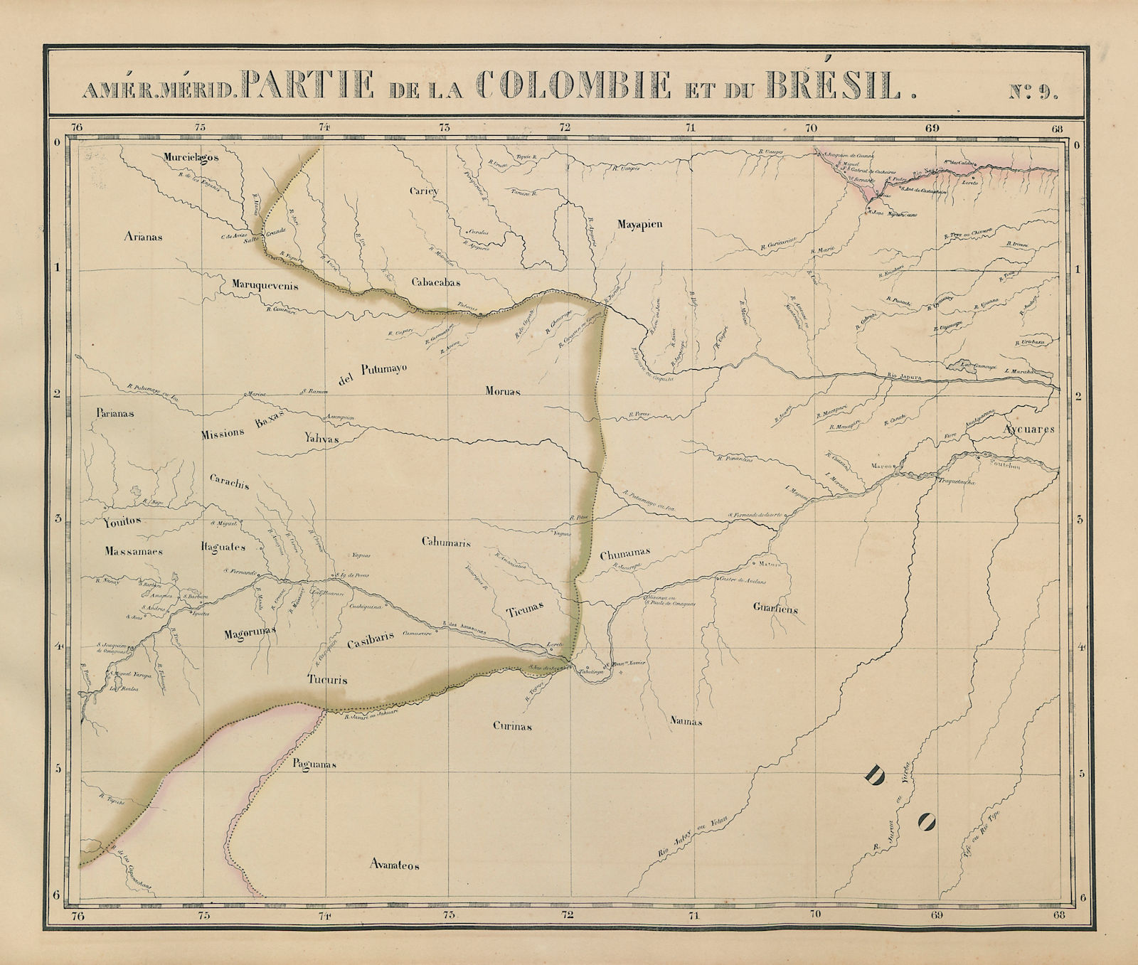 Amér Mér Colombie & Brésil 9 Peru Colombia Amazonas Brazil VANDERMAELEN 1827 map