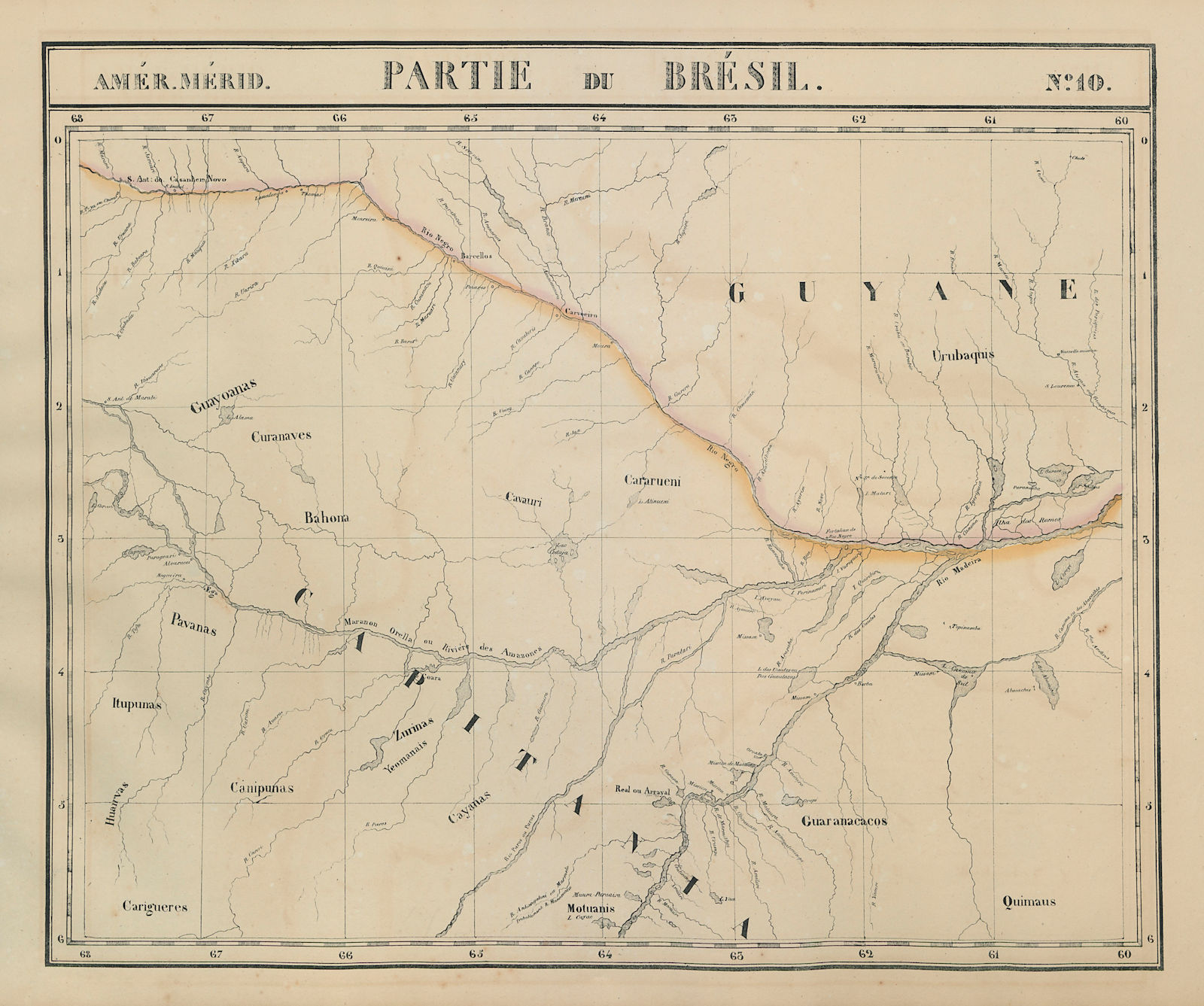Associate Product Amér. Mér. Brésil #10. Eastern Amazonas, Brazil. VANDERMAELEN 1827 old map
