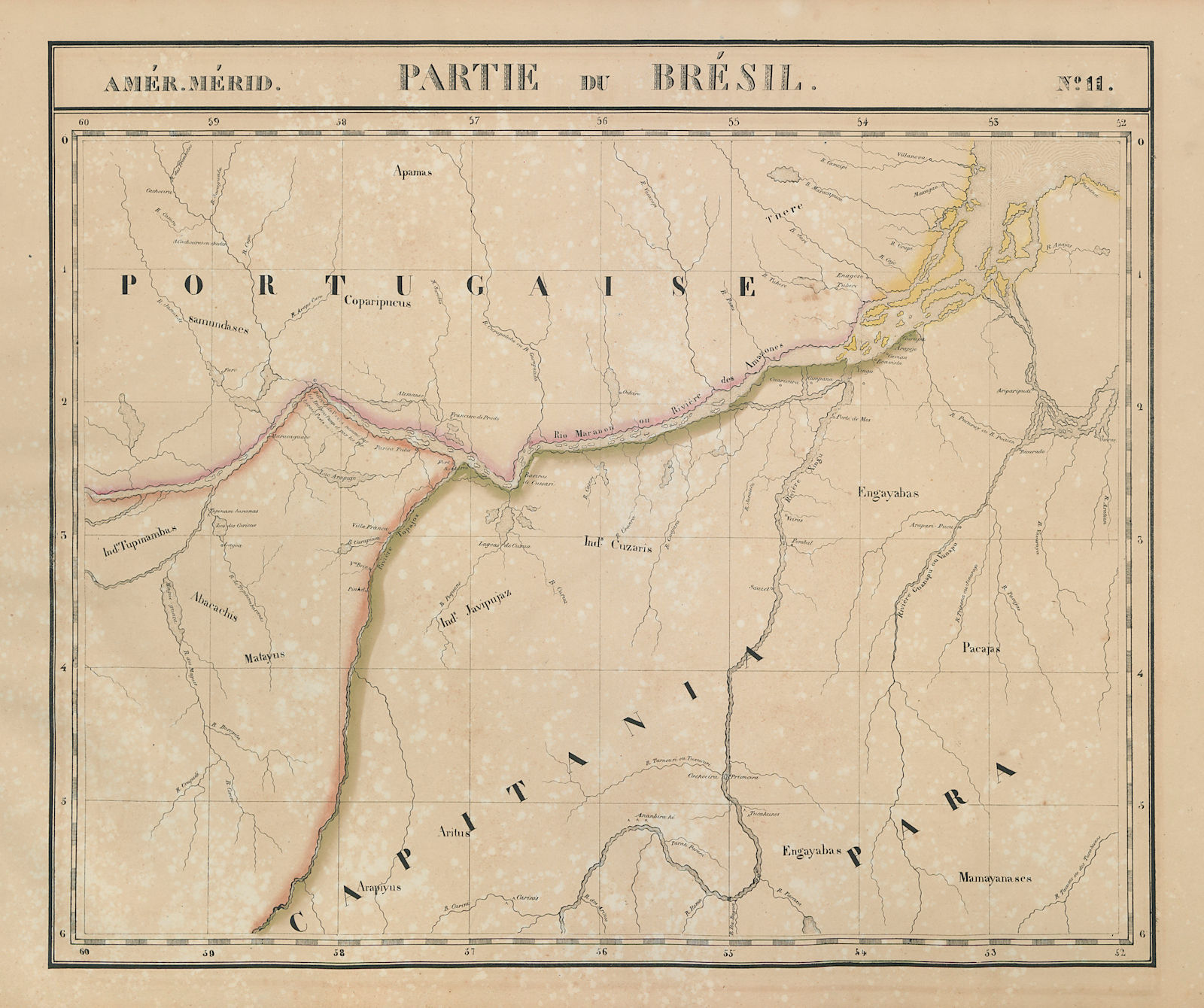 Amér. Mér. Brésil #11 Brazil. Lower Amazon in Para & Amapa VANDERMAELEN 1827