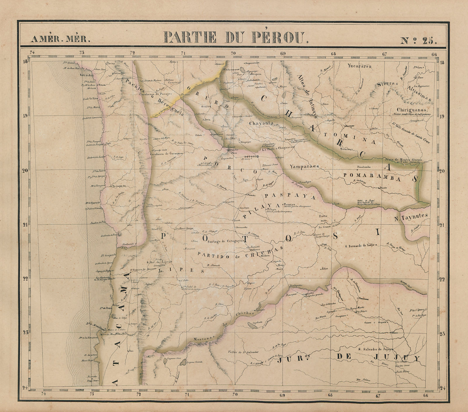Amér Mér Pérou 25 North Chile. Jujuy Argentina. SW Bolivia VANDERMAELEN 1827 map