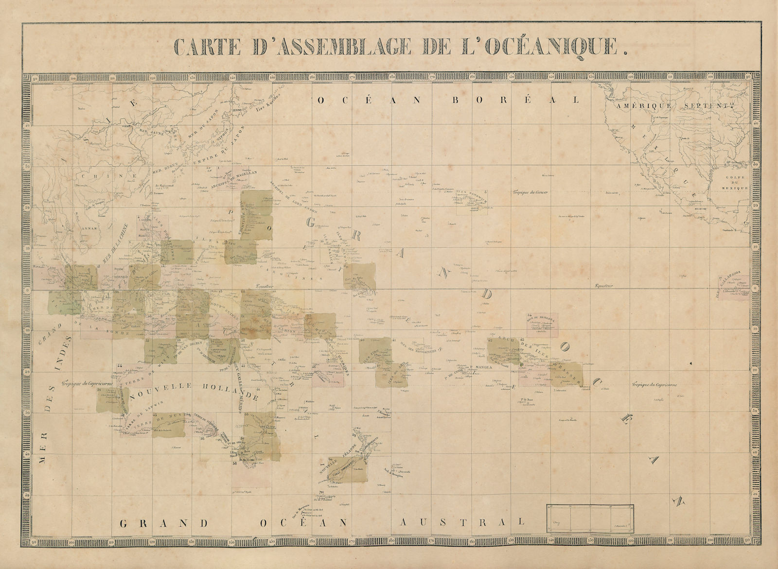Carte d'Assemblage de l'Océanique. Pacific Ocean Oceania. VANDERMAELEN 1827 map