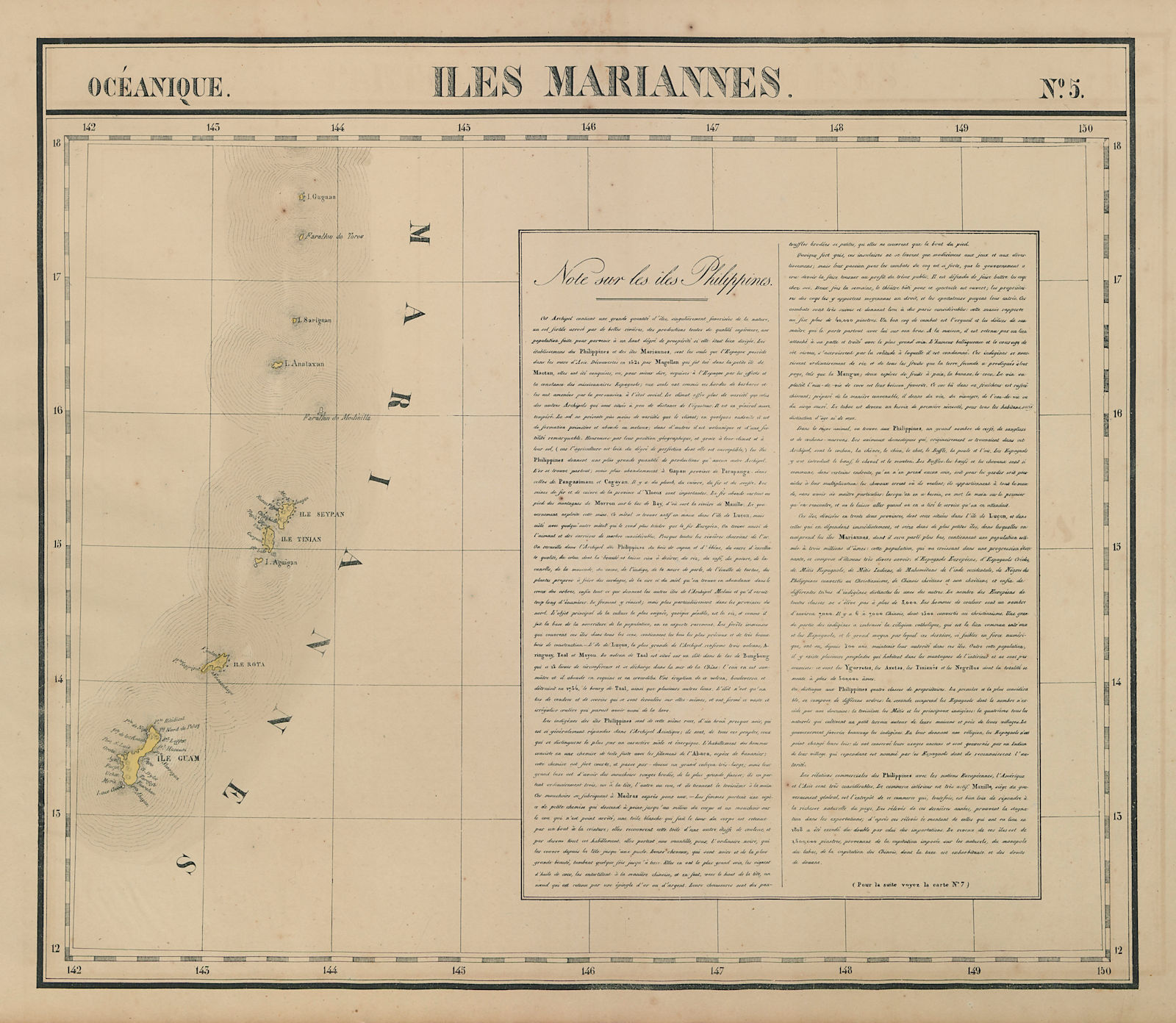 Océanique. Iles Mariannes #5. Mariana Islands Guam Saipan. VANDERMAELEN 1827 map