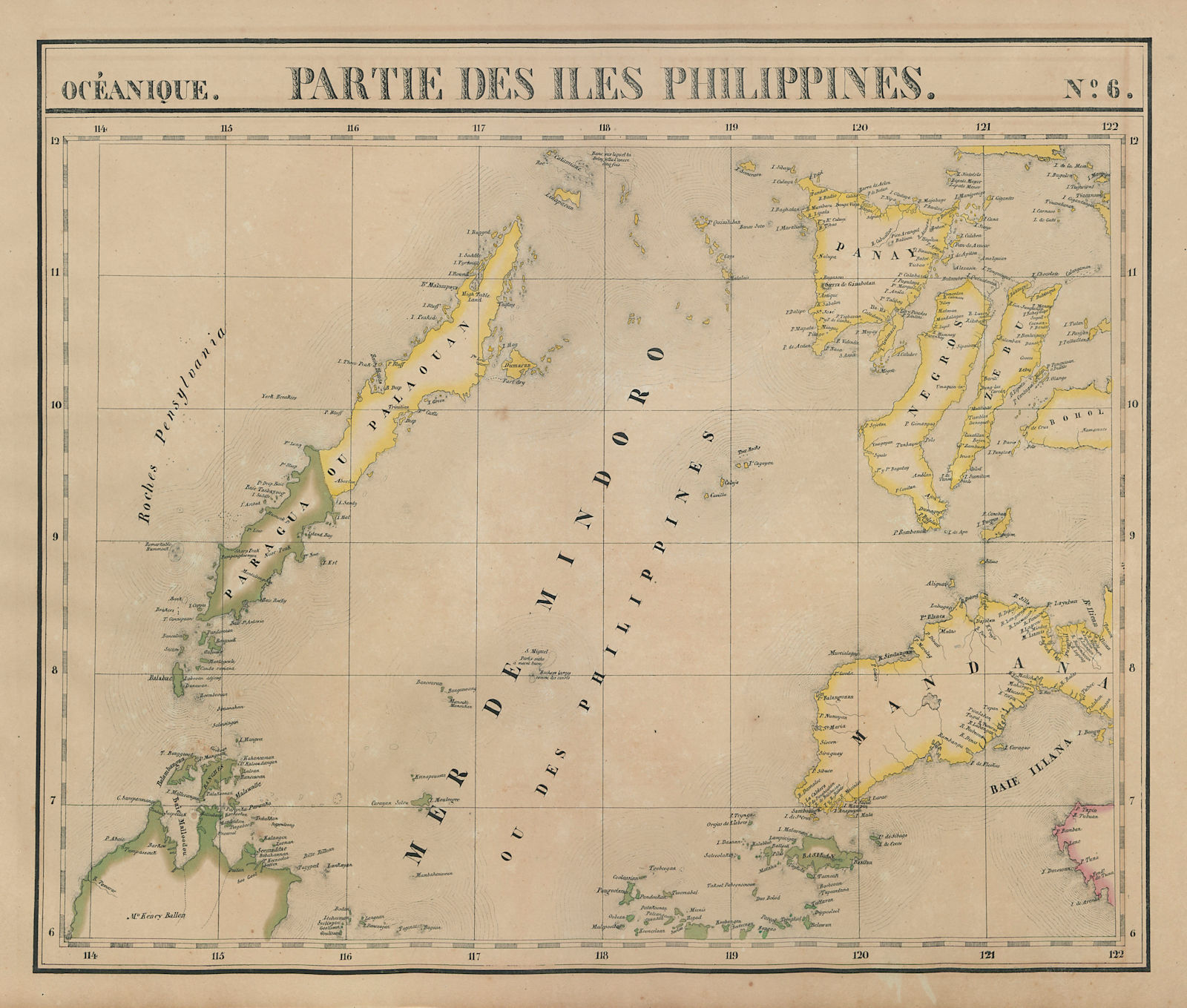 Océanique. Partie des Iles Philippines #6 Visayas Mindanao VANDERMAELEN 1827 map