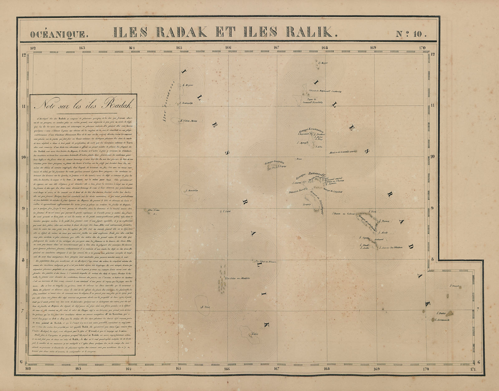 Océanique. Iles Radak et Iles Ralik #10. Marshall Islands. VANDERMAELEN 1827 map