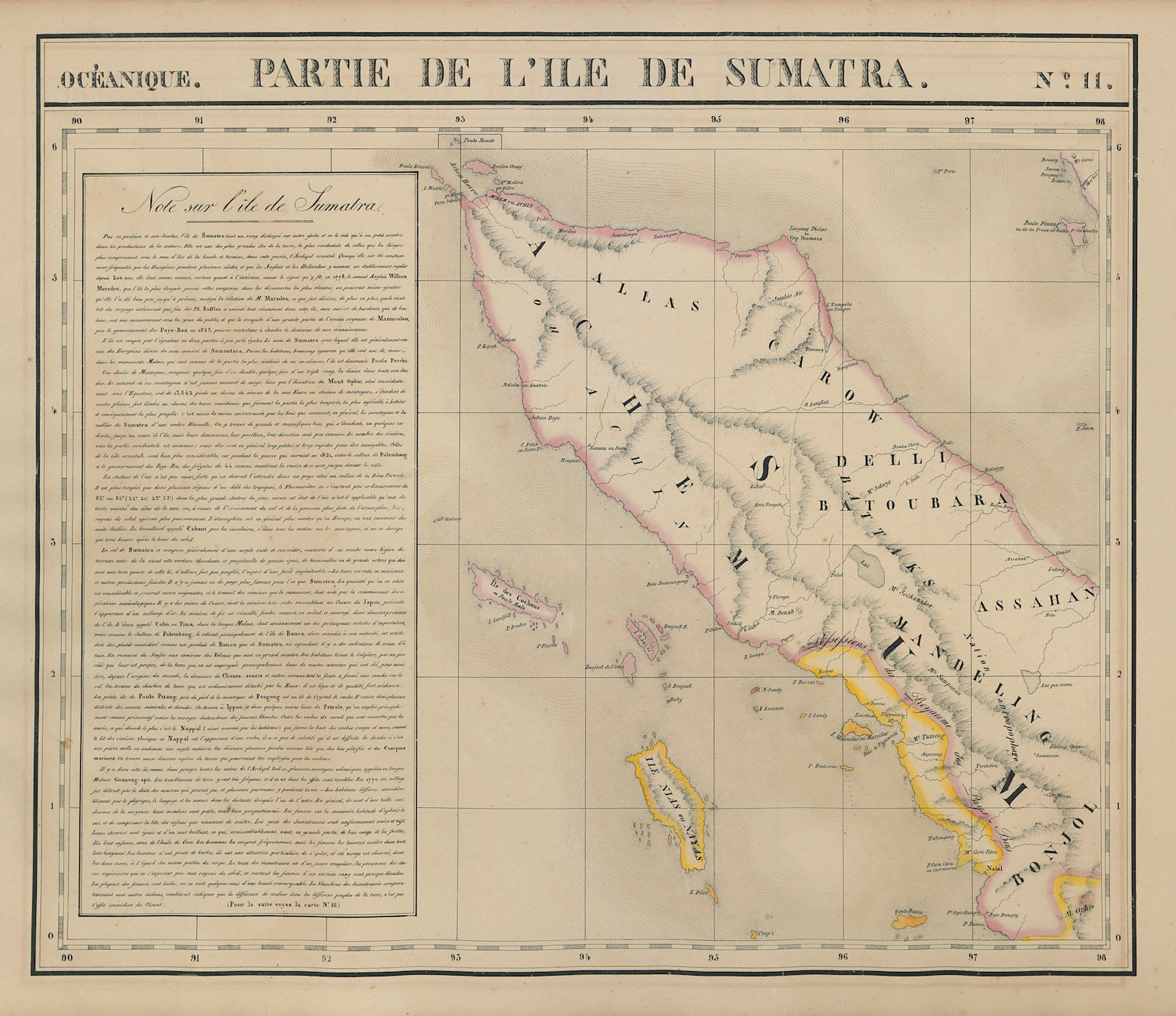 Océanique. Partie de l'Ile de Sumatra #11. North Sumatra. VANDERMAELEN 1827 map
