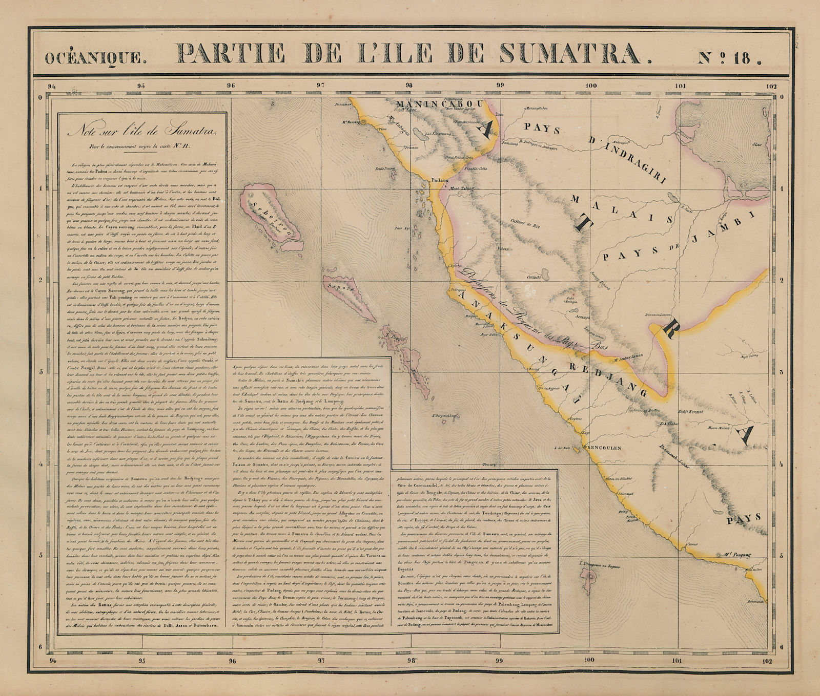 Océanique. Partie de l'ile de Sumatra #18. West Sumatra. VANDERMAELEN 1827 map