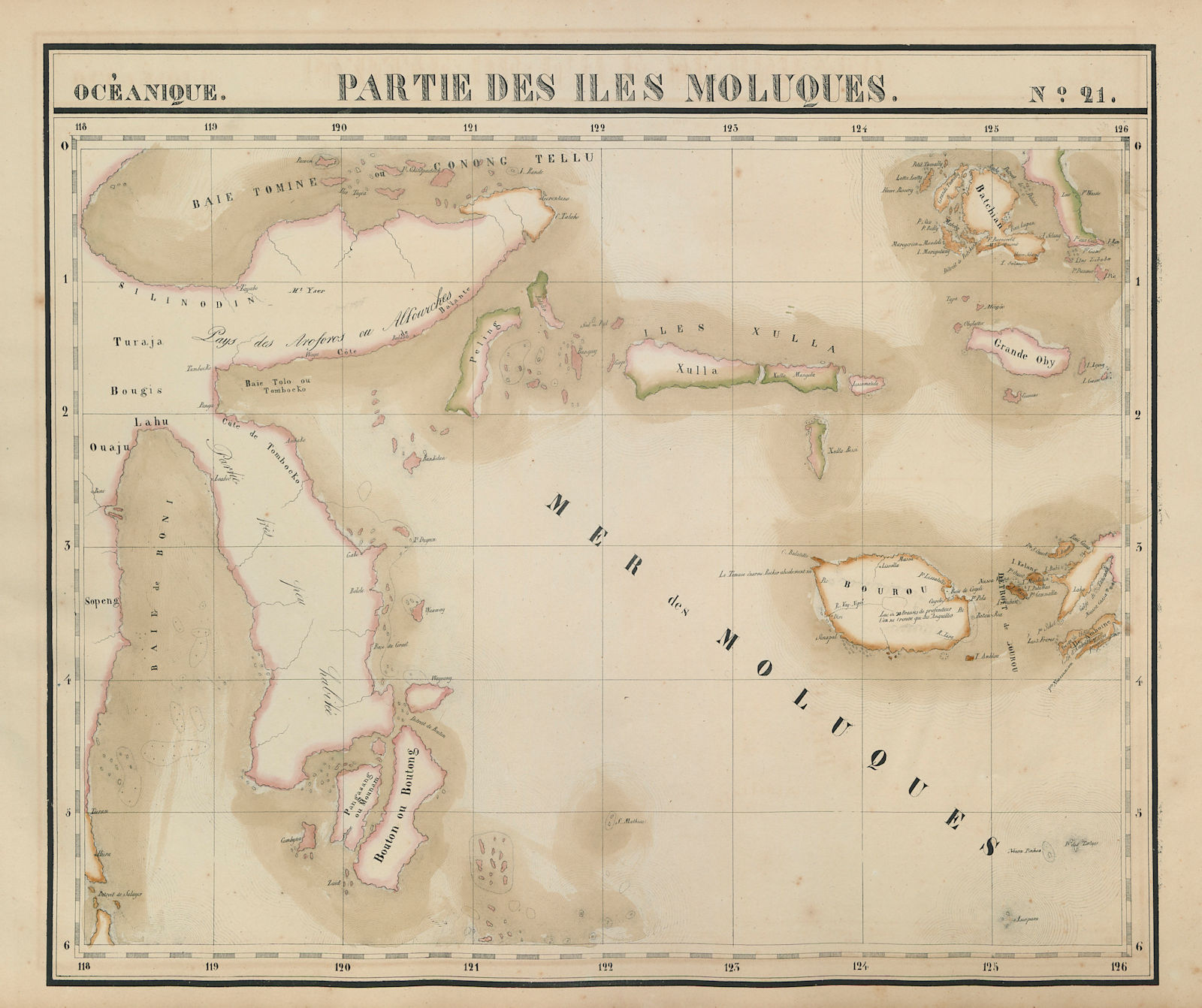 Océanique. Partie des Iles Moluques #21. Sulawesi Moluccas VANDERMAELEN 1827 map